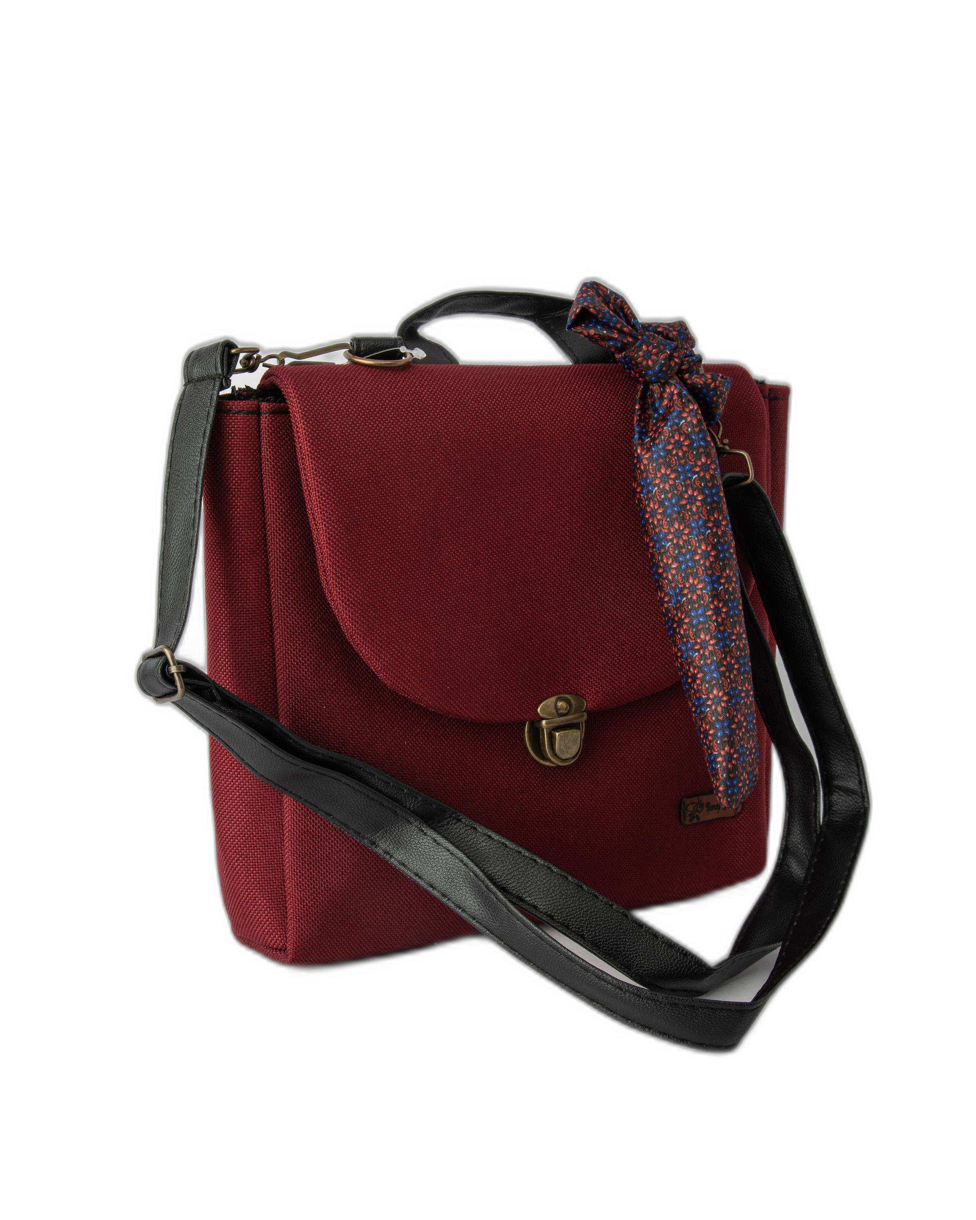 کیف زنانه دوشی زرشکی وندی Vandy مدل گلدونه