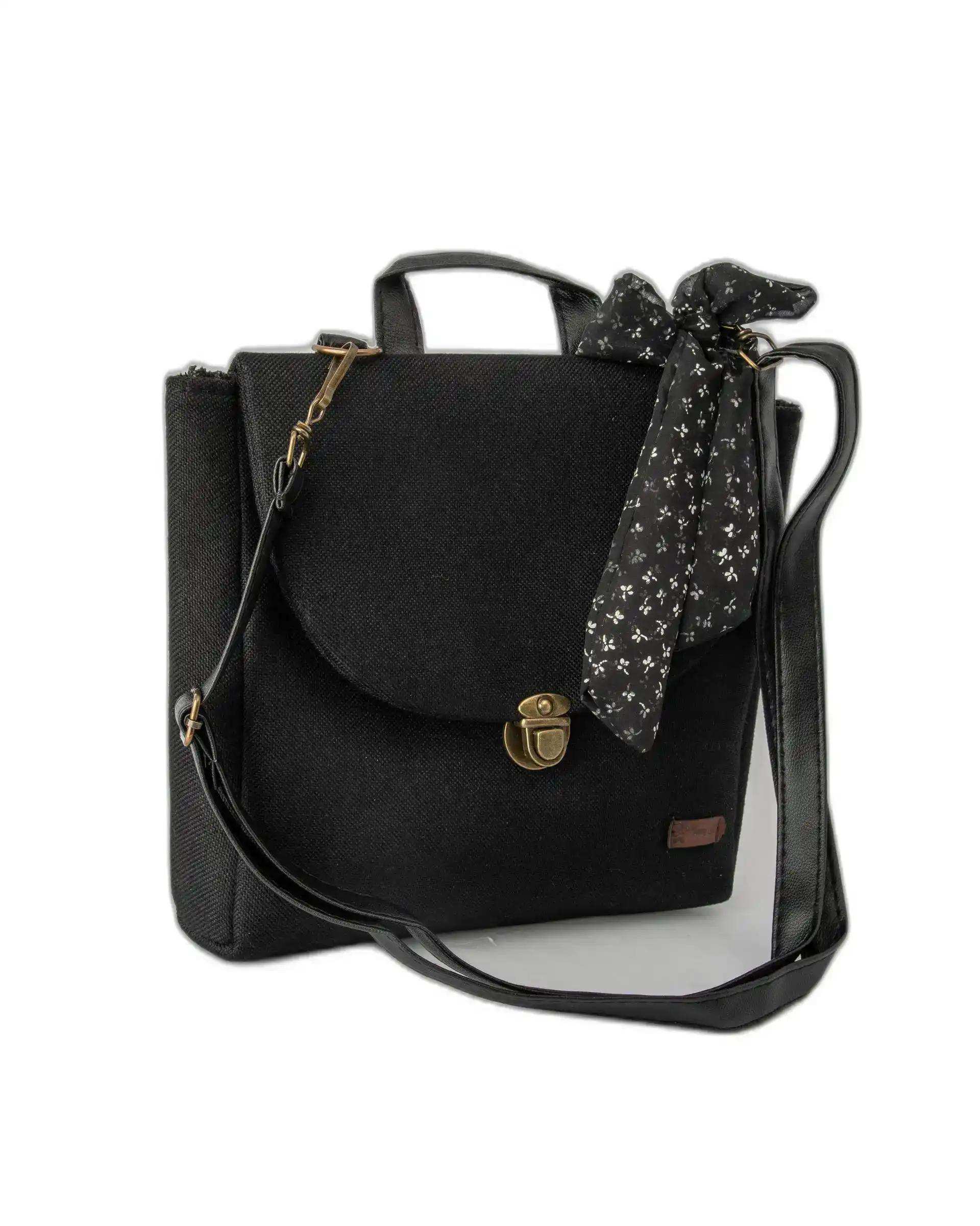 کیف زنانه دوشی مشکی وندی Vandy مدل گلدونه