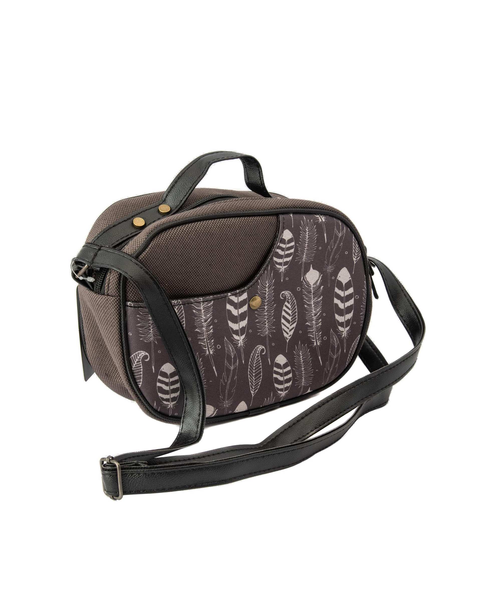 کیف زنانه دوشی زغالی وندی Vandi مدل هوما طرح پر