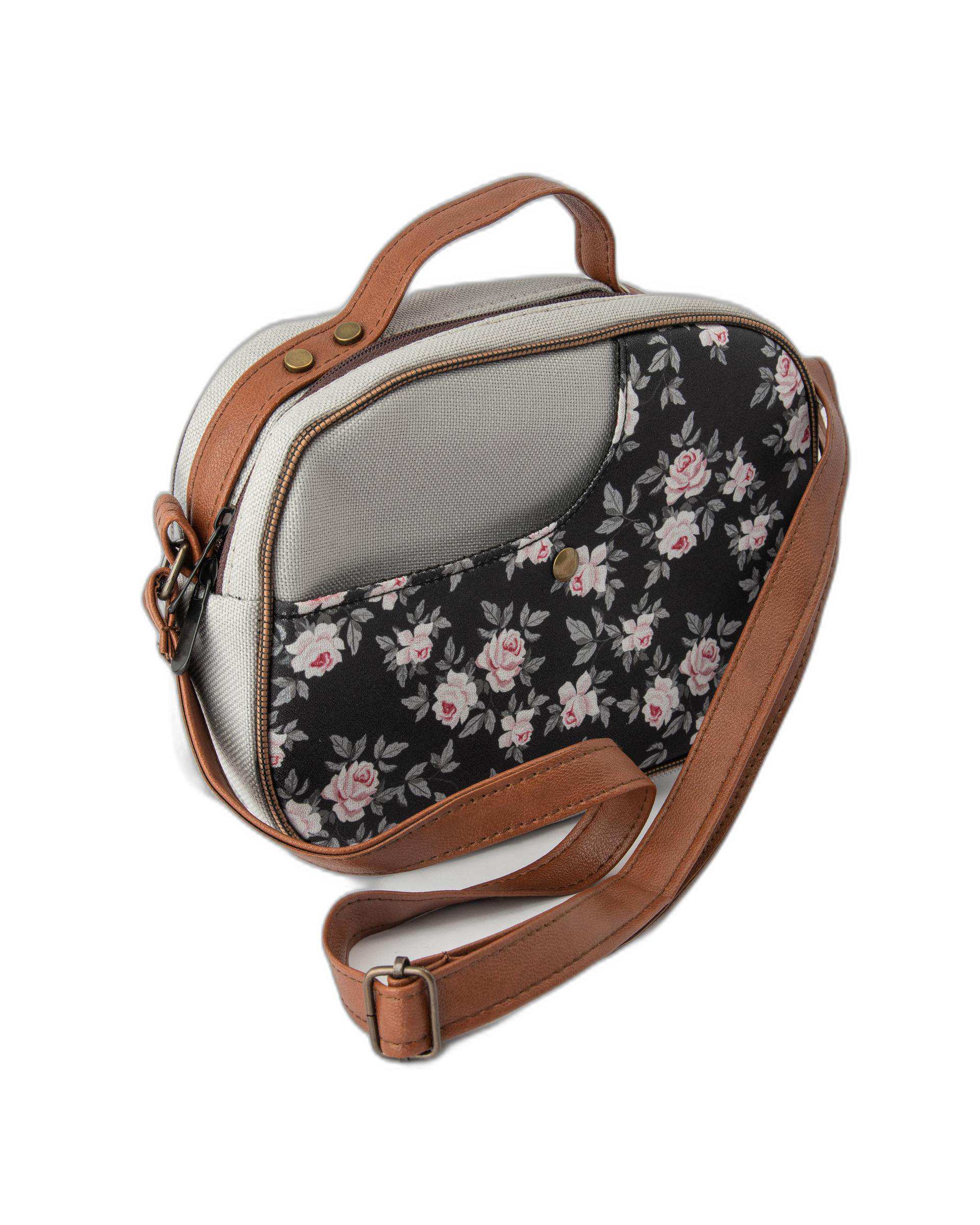 کیف زنانه دوشی طوسی گلدار وندی Vandi مدل هوما