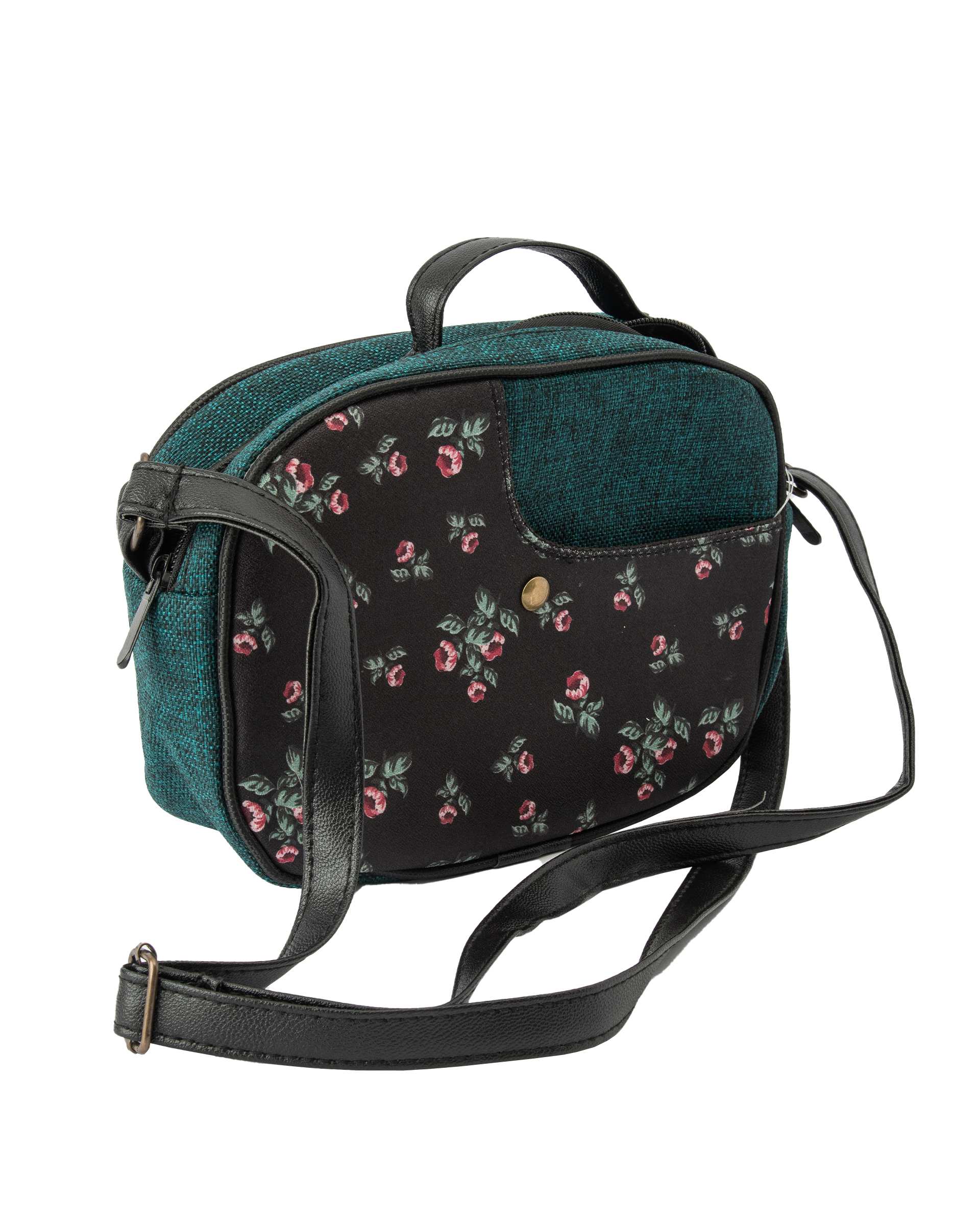 کیف زنانه دوشی سبز یشمی گلدار وندی Vandi مدل هوما