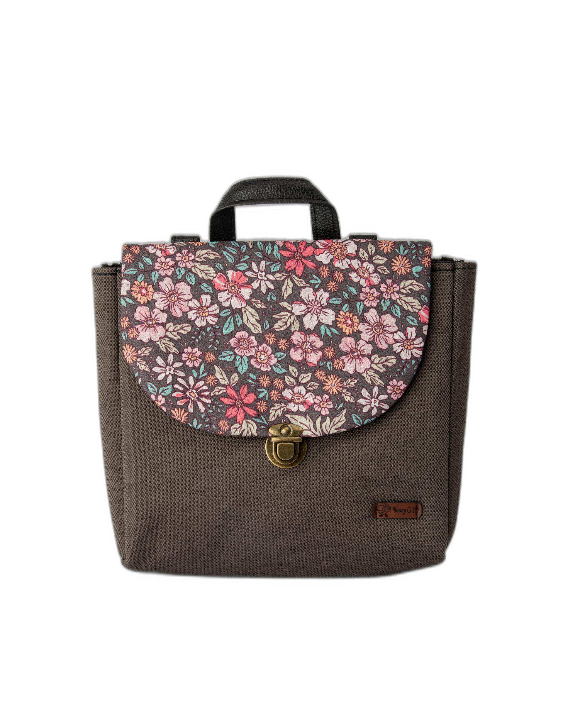 کیف زنانه دوشی زغالی گلدار وندی Vandy مدل گلدونه