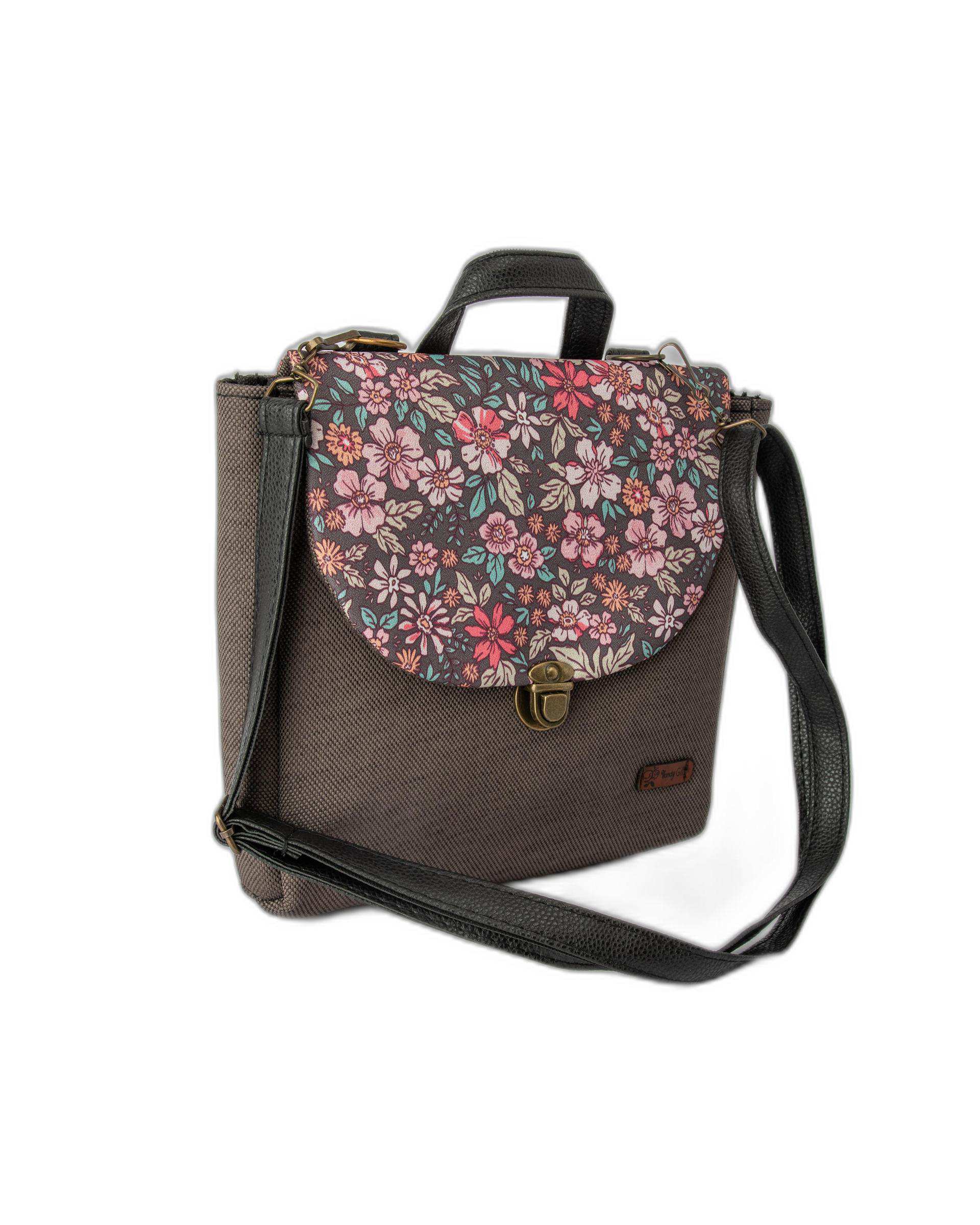 کیف زنانه دوشی زغالی گلدار وندی Vandy مدل گلدونه