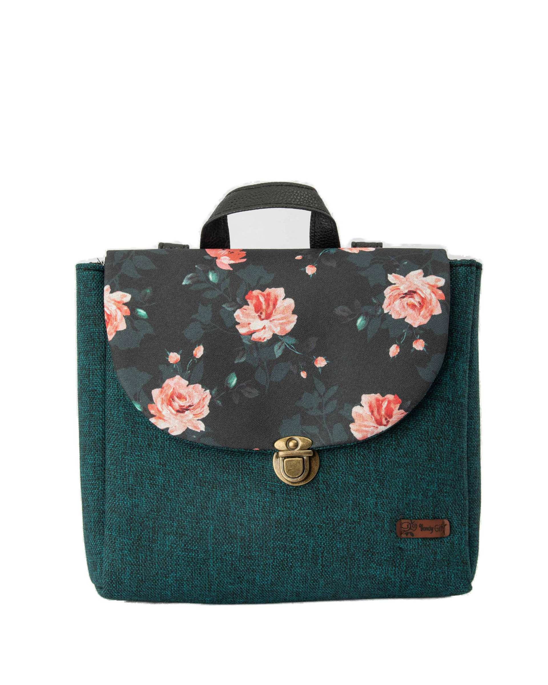 کیف زنانه دوشی سبز یشمی گلدار وندی Vandy مدل گلدونه