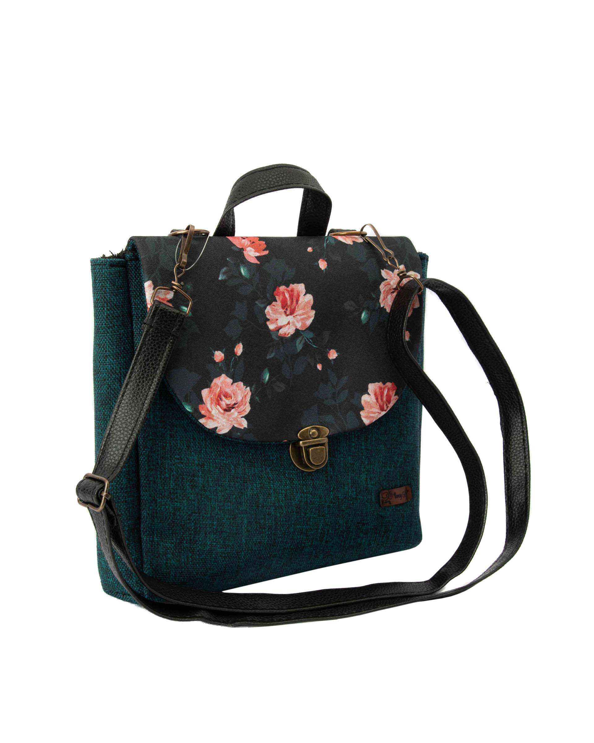 کیف زنانه دوشی سبز یشمی گلدار وندی Vandy مدل گلدونه