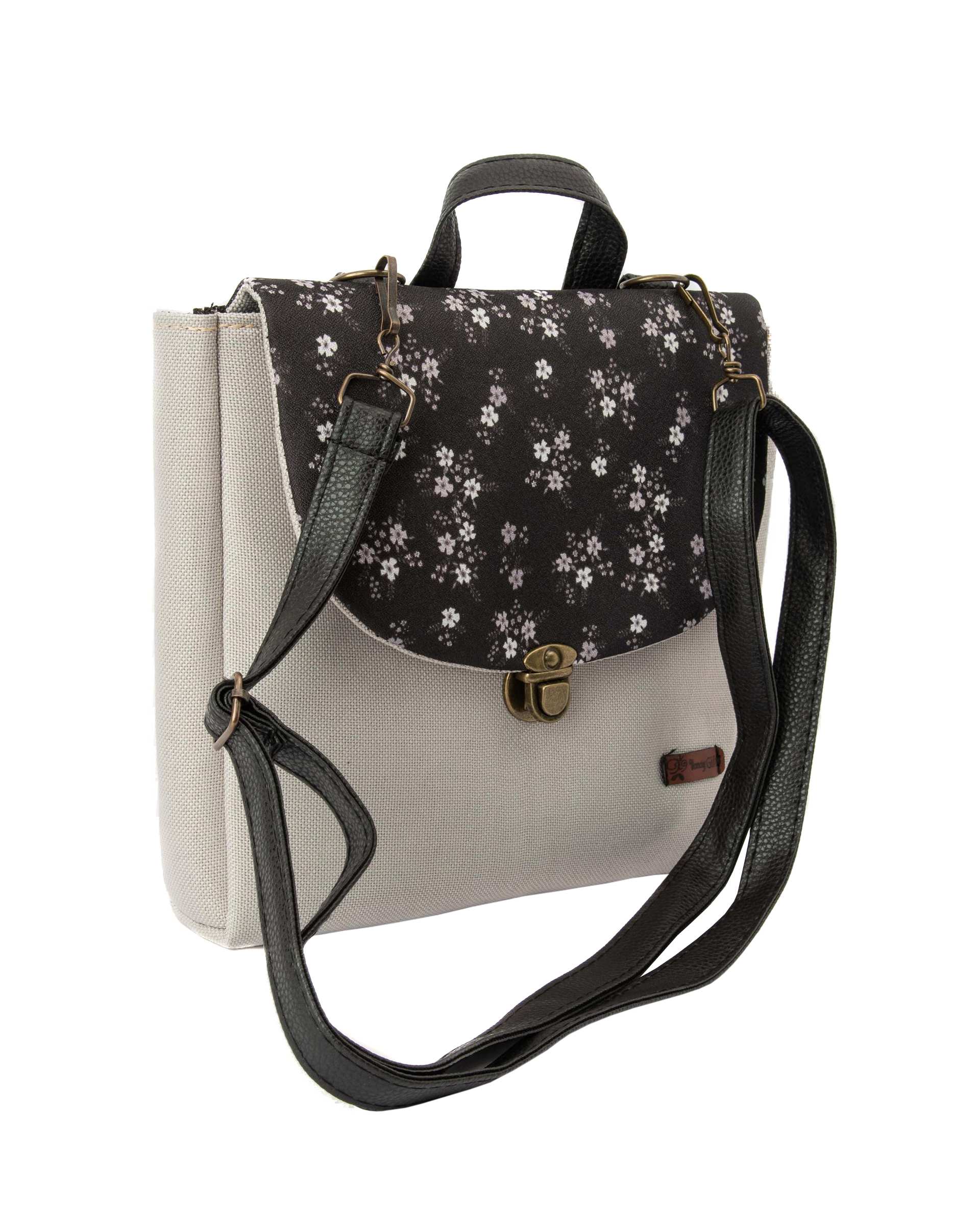 کیف زنانه دوشی طوسی گلدار وندی Vandy مدل گلدونه