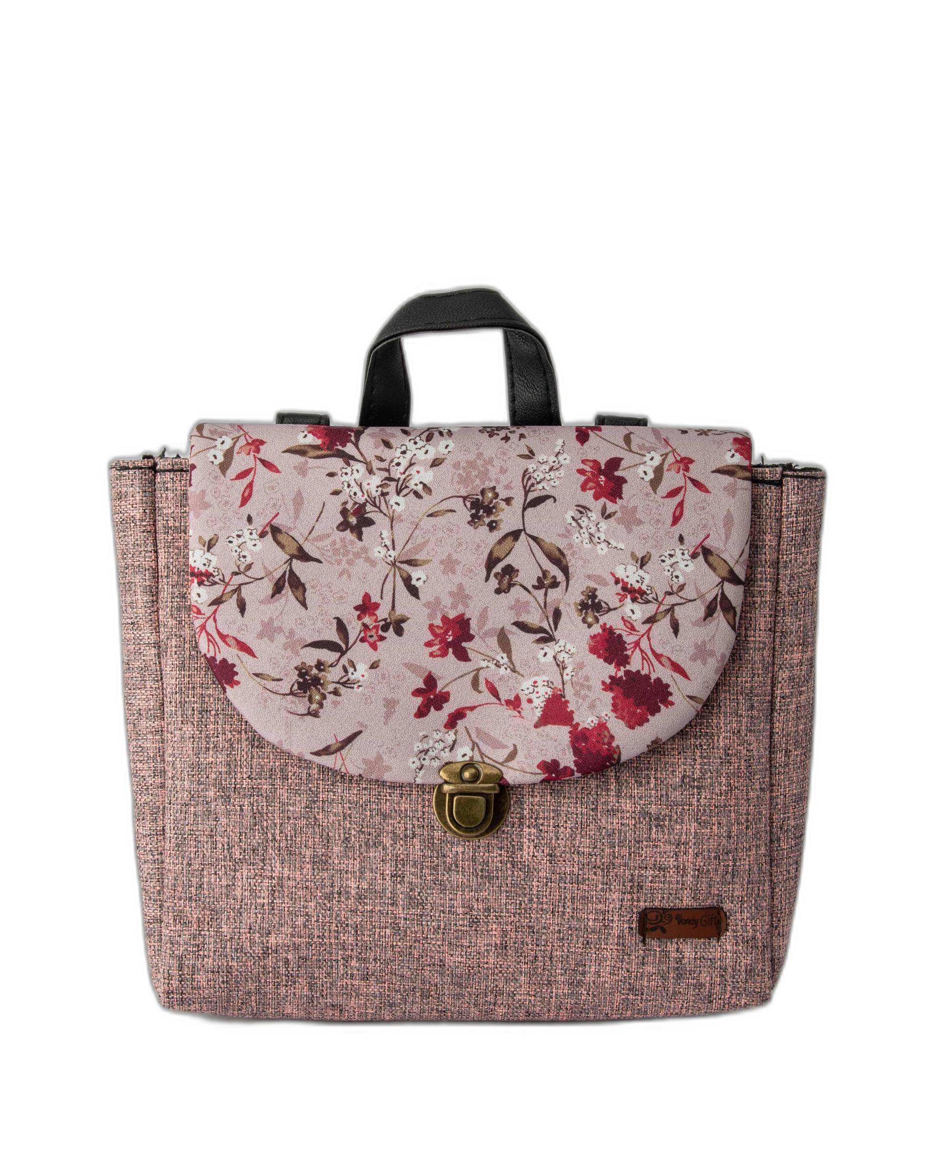 کیف زنانه دوشی صورتی گلدار وندی Vandy مدل گلدونه