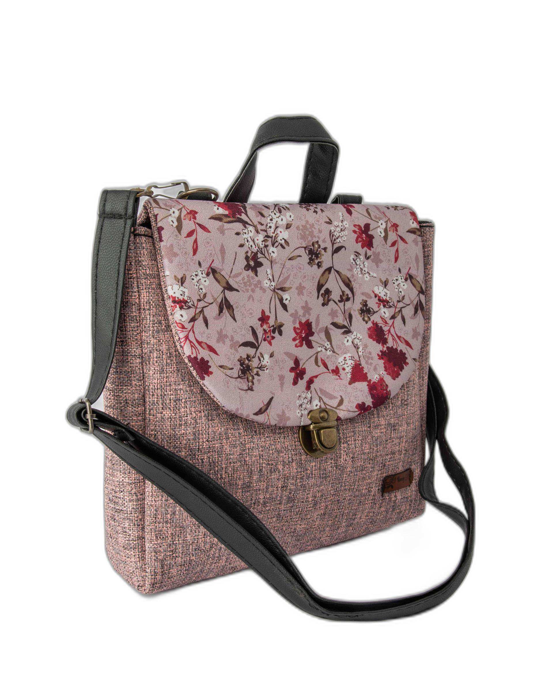 کیف زنانه دوشی صورتی گلدار وندی Vandy مدل گلدونه