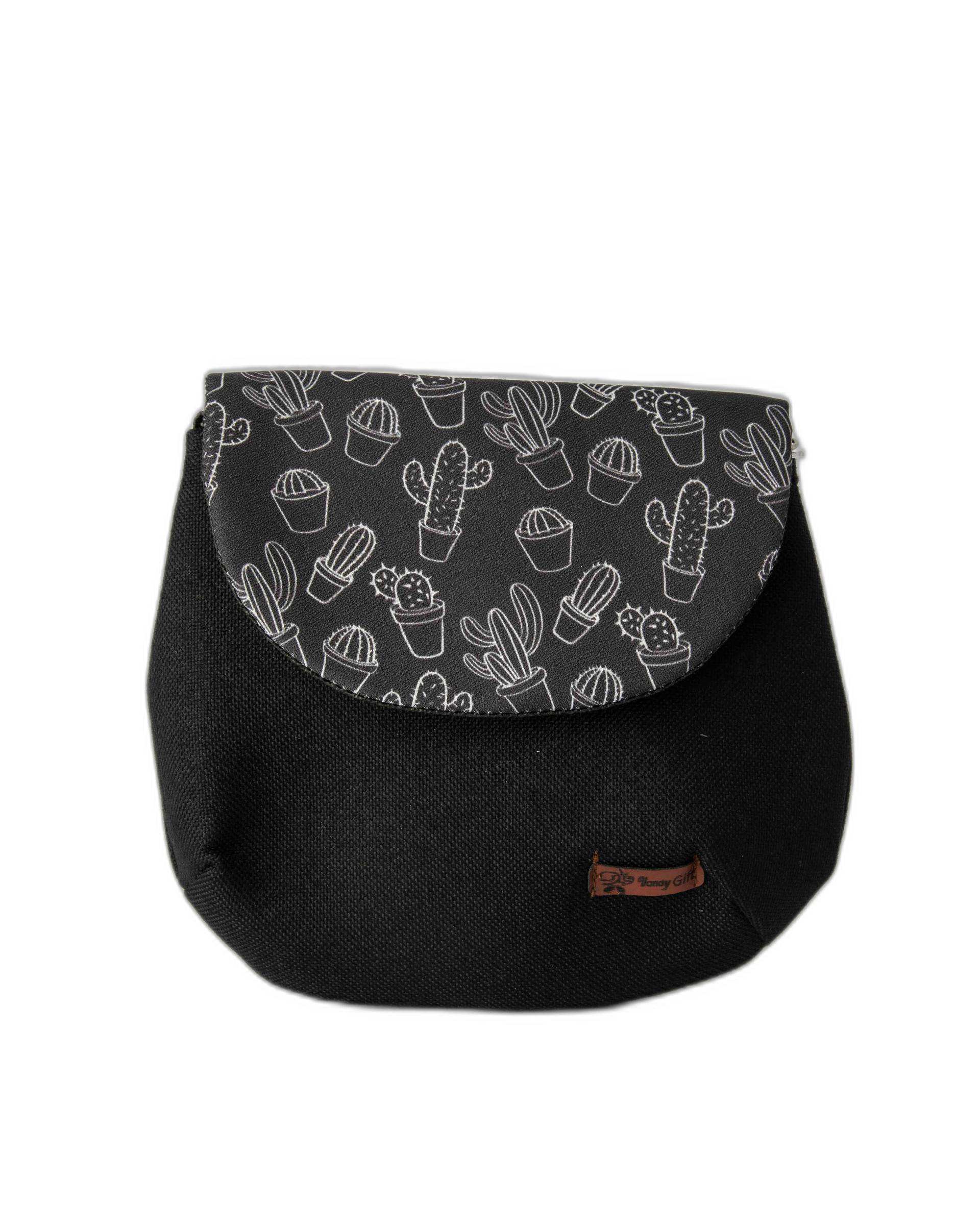 کیف زنانه دوشی مشکی وندی Vandy مدل نقلی طرح کاکتوس