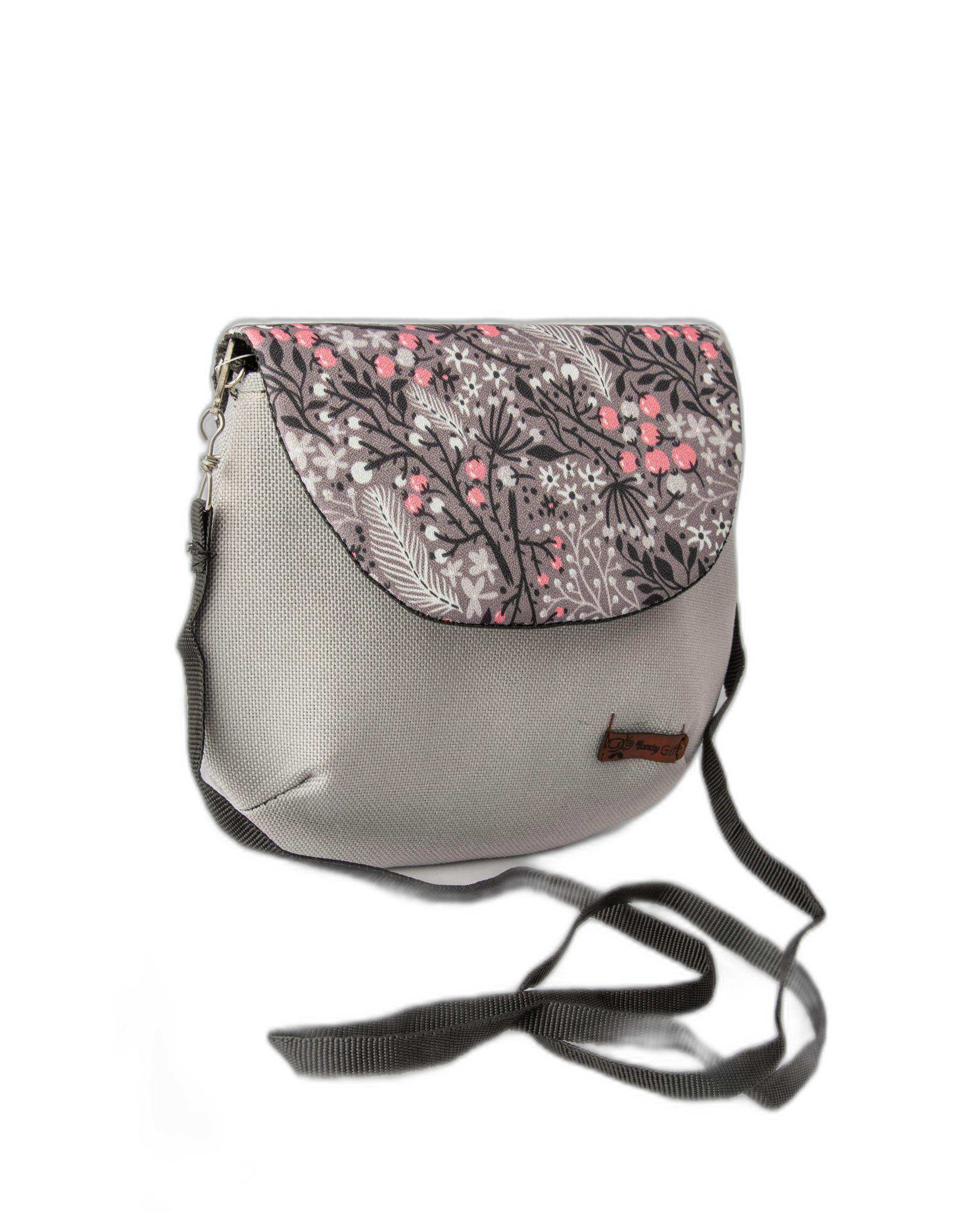 کیف زنانه دوشی طوسی گلدار وندی Vandy مدل نقلی