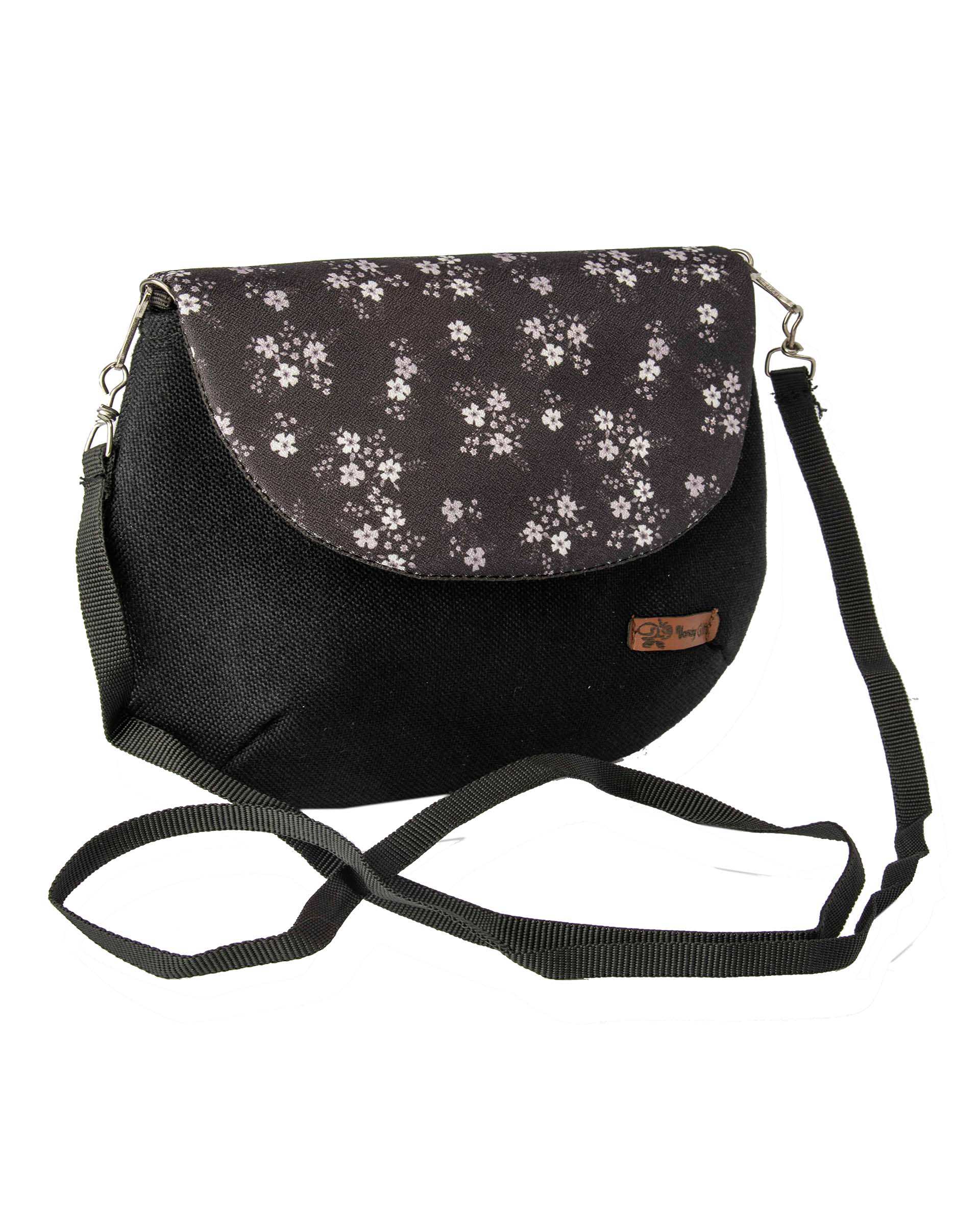 کیف زنانه دوشی مشکی گلدار وندی Vandy مدل نقلی