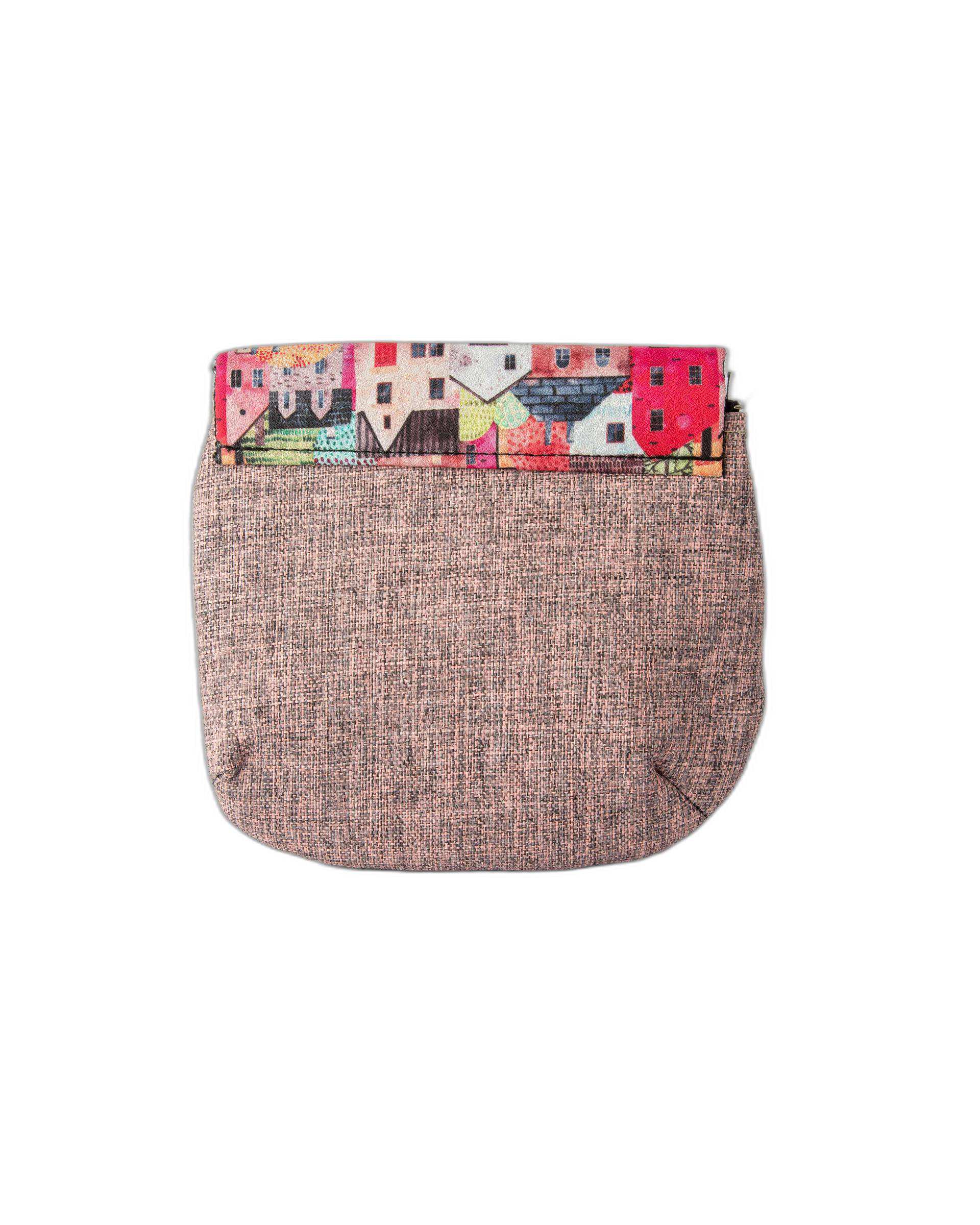 کیف زنانه دوشی صورتی وندی Vandy مدل نقلی طرح خانه