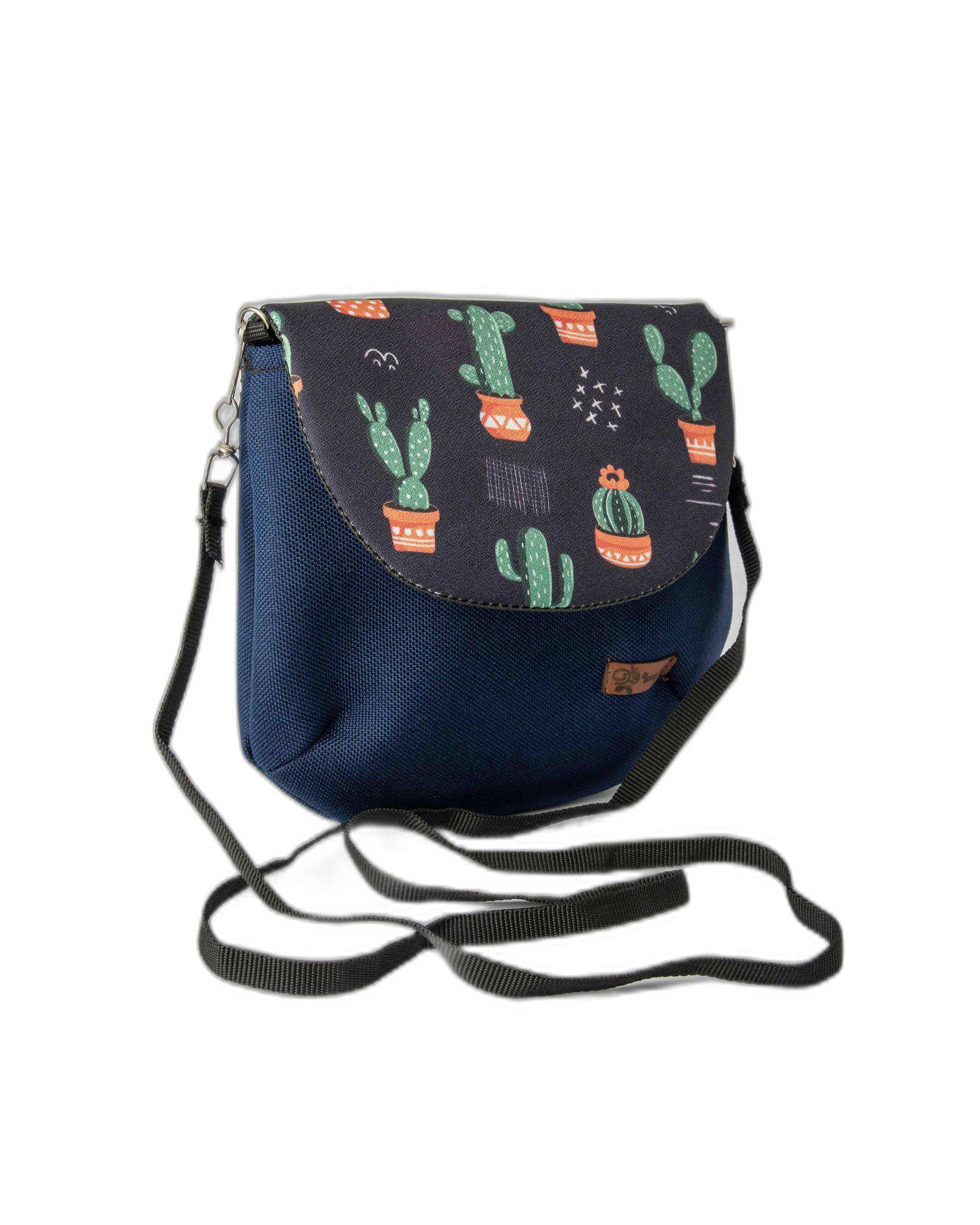 کیف زنانه دوشی سرمه ای وندی Vandy مدل نقلی طرح کاکتوس