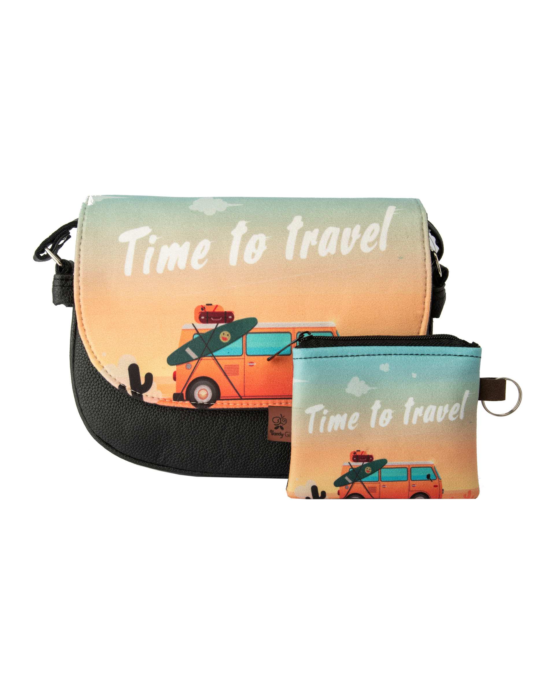 کیف زنانه دوشی به همراه کیف پول وندی Vandy مدل افرا طرح ماشین