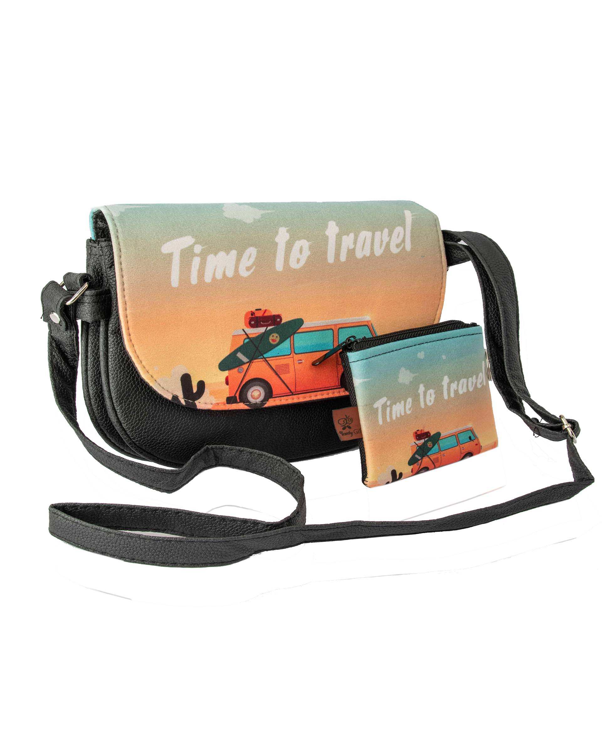 کیف زنانه دوشی به همراه کیف پول وندی Vandy مدل افرا طرح ماشین