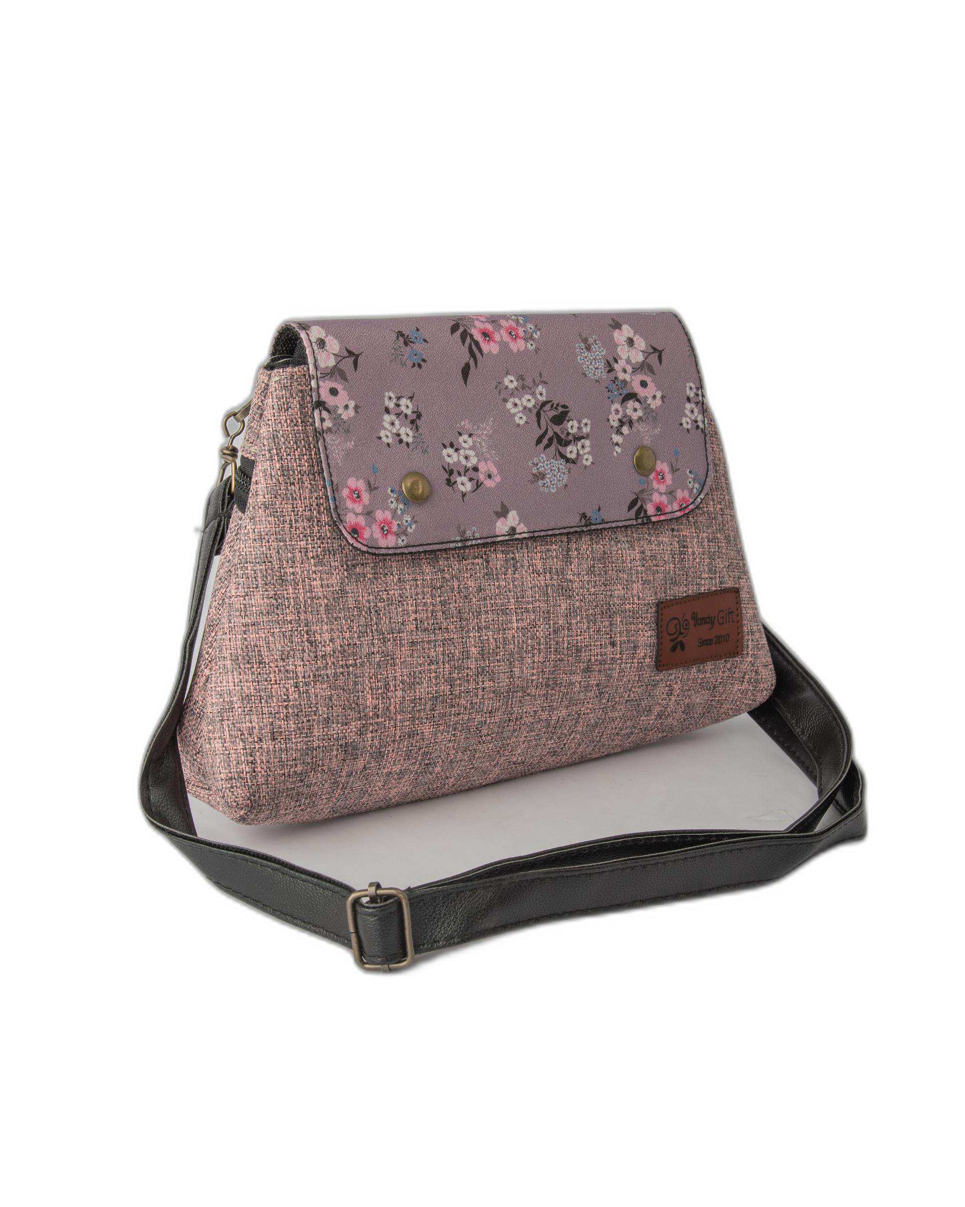 کیف زنانه دوشی صورتی گلدار وندی Vandy مدل باران