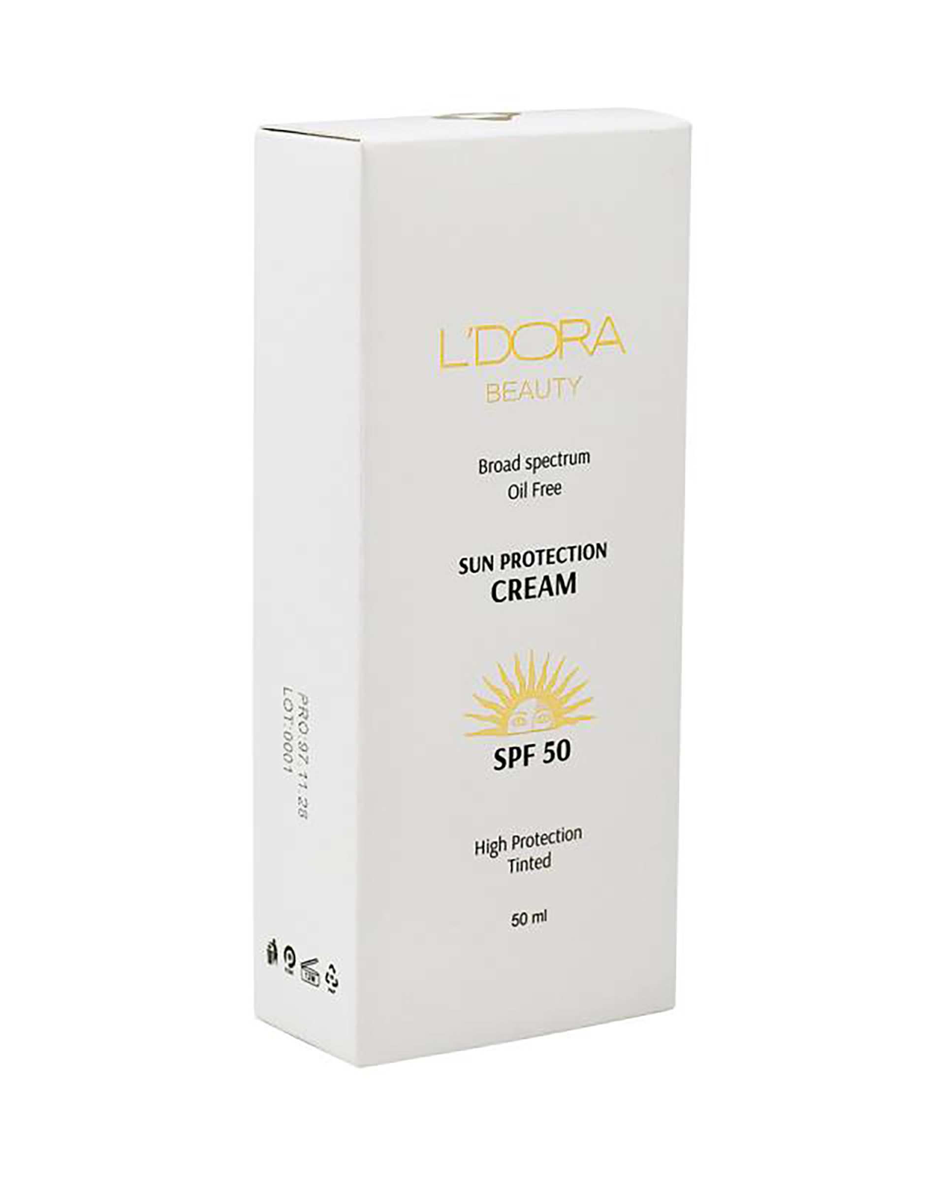 کرم ضد آفتاب رنگی فاقد چربی SPF50 لدورا بیوتی Ldora Beauty حجم 50ml