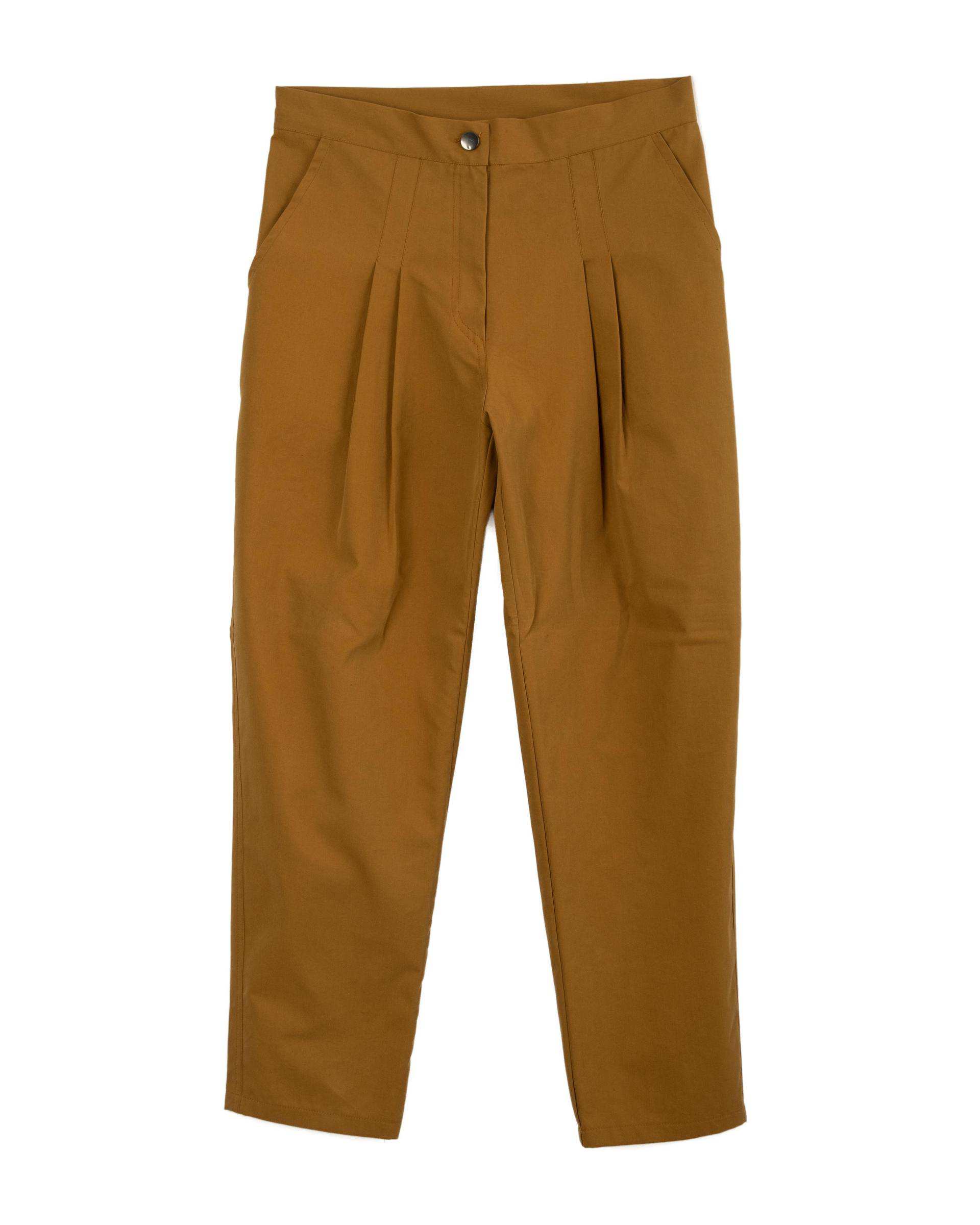 ست کت و شلوار زنانه کراپ کتان خردلی مینوس Miinoos مدل آنجل