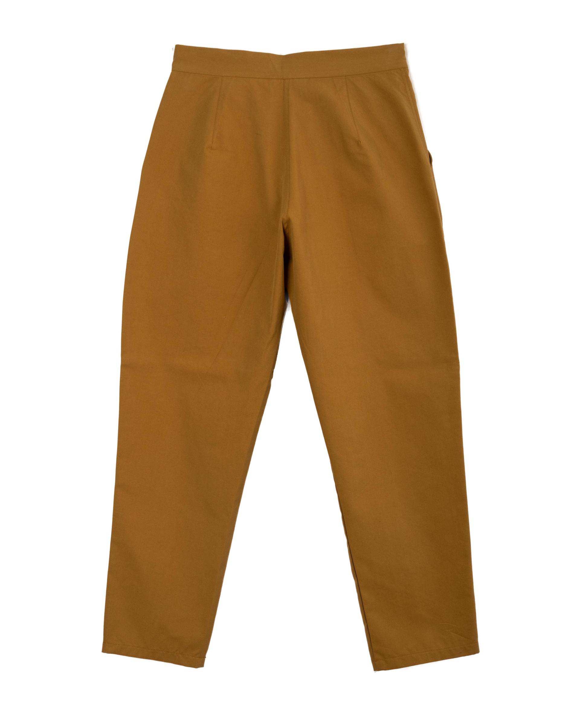 ست کت و شلوار زنانه کراپ کتان خردلی مینوس Miinoos مدل آنجل