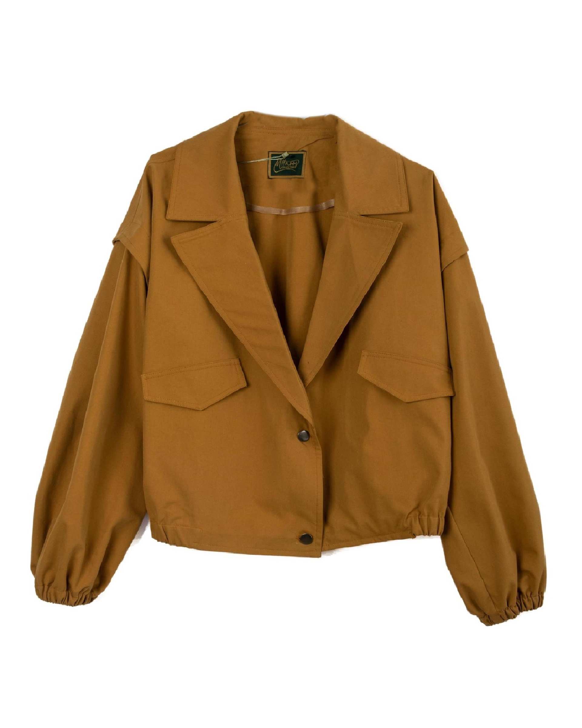 ست کت و شلوار زنانه کراپ کتان خردلی مینوس Miinoos مدل آنجل