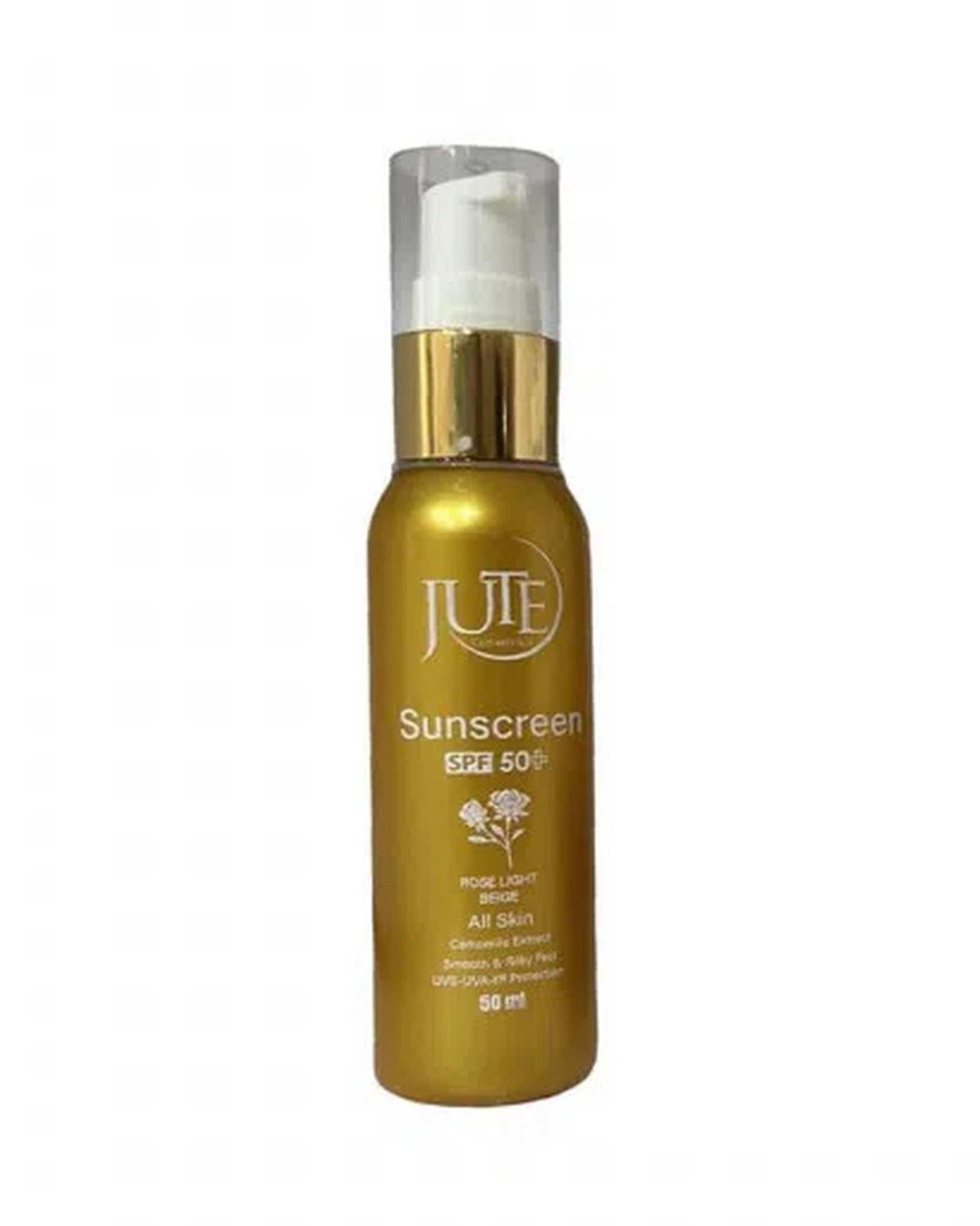 کرم ضد آفتاب رنگی پمپی SPF50 ژوت Jute مناسب پوست چرب رنگ رز لایت 50ml