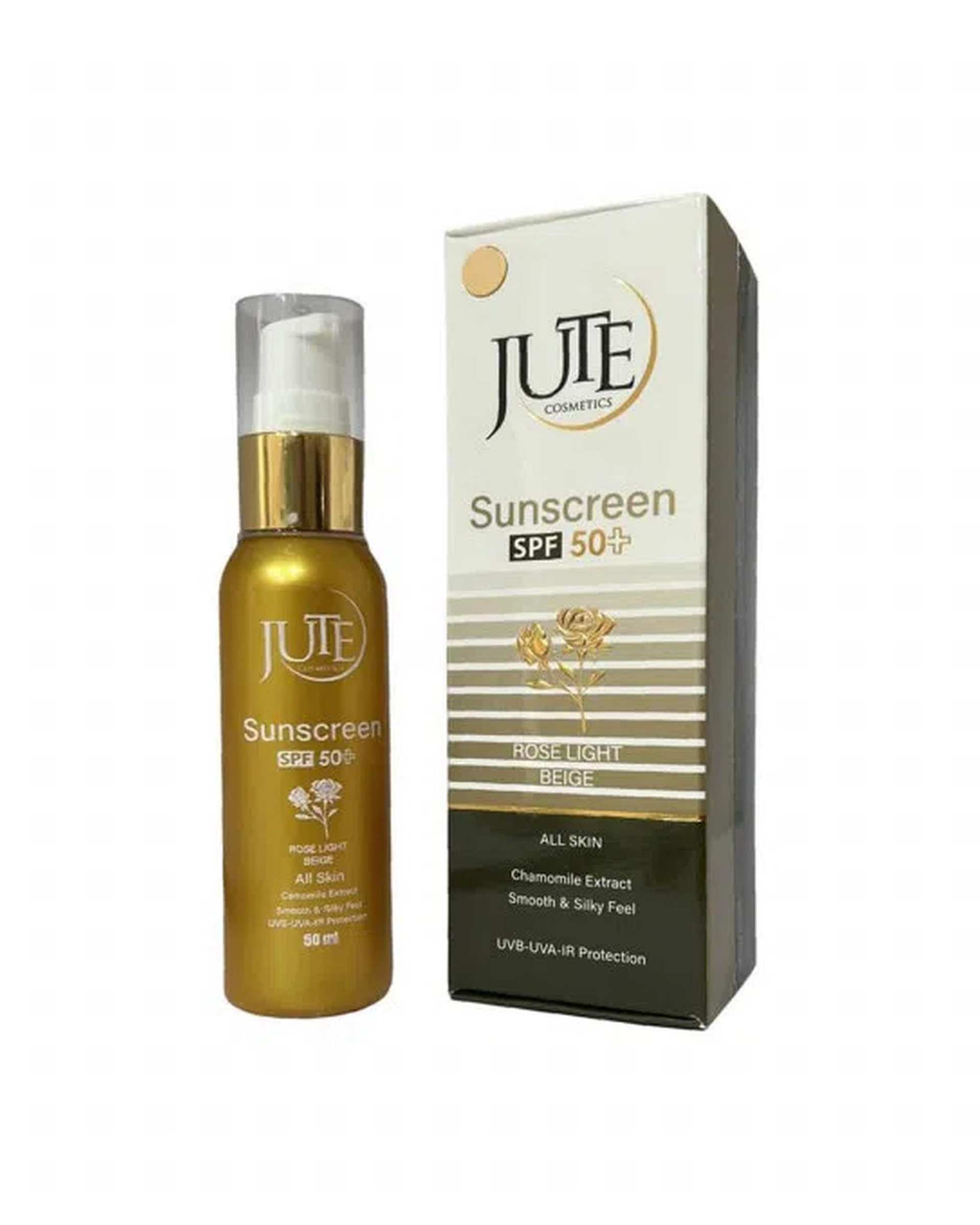 کرم ضد آفتاب رنگی پمپی SPF50 ژوت Jute مناسب پوست چرب رنگ رز لایت 50ml