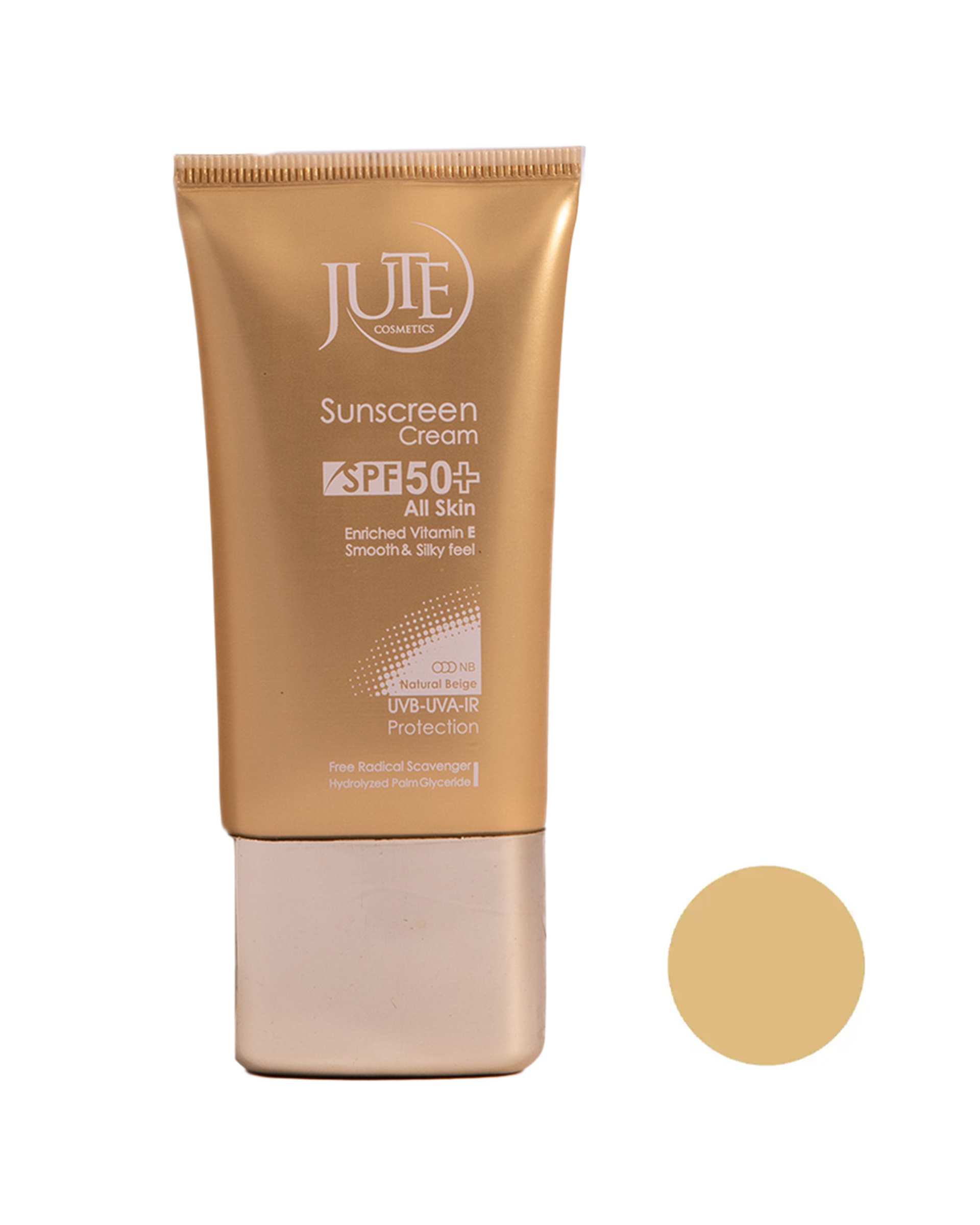 کرم ضد آفتاب رنگی SPF50 ژوت Jute مناسب انواع پوست رنگ بژ طبیعی 40ml