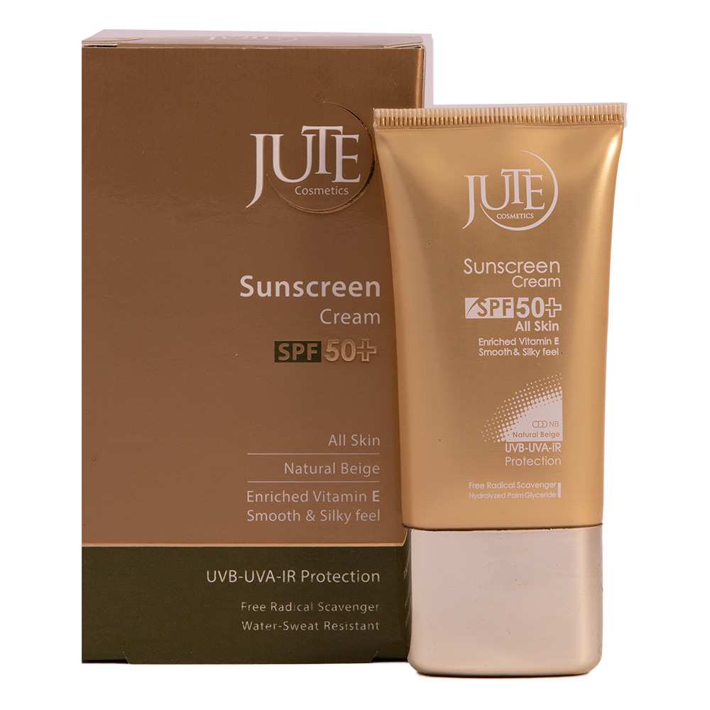 کرم ضد آفتاب رنگی SPF50 ژوت Jute مناسب انواع پوست رنگ بژ طبیعی 40ml