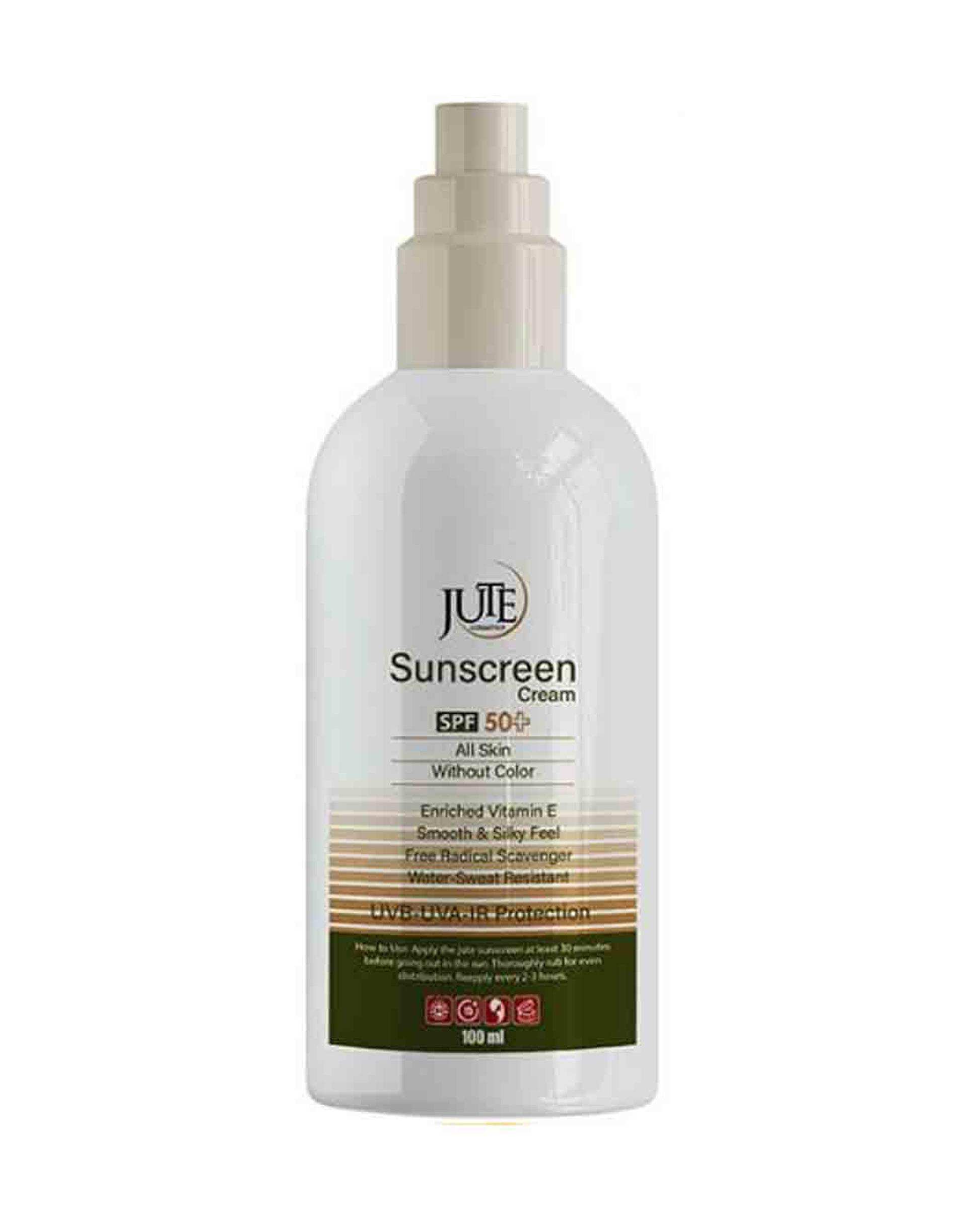 کرم ضد آفتاب بی رنگ پمپی SPF50 ژوت Jute حجم  100ml