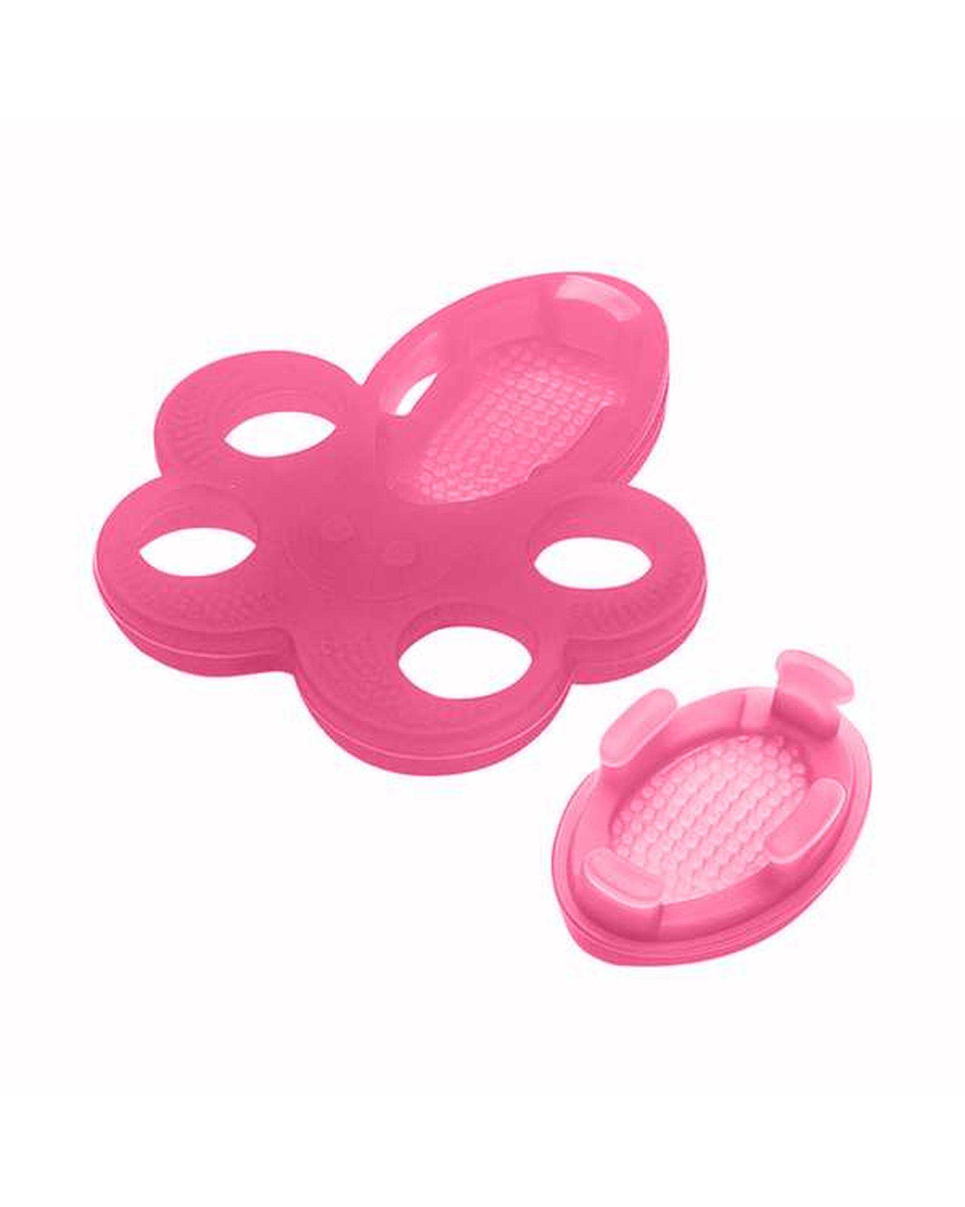 دندان گیر غذا و آبمیوه خوری کودک سیلیکونی صورتی وی کر Wee Care مدل T403