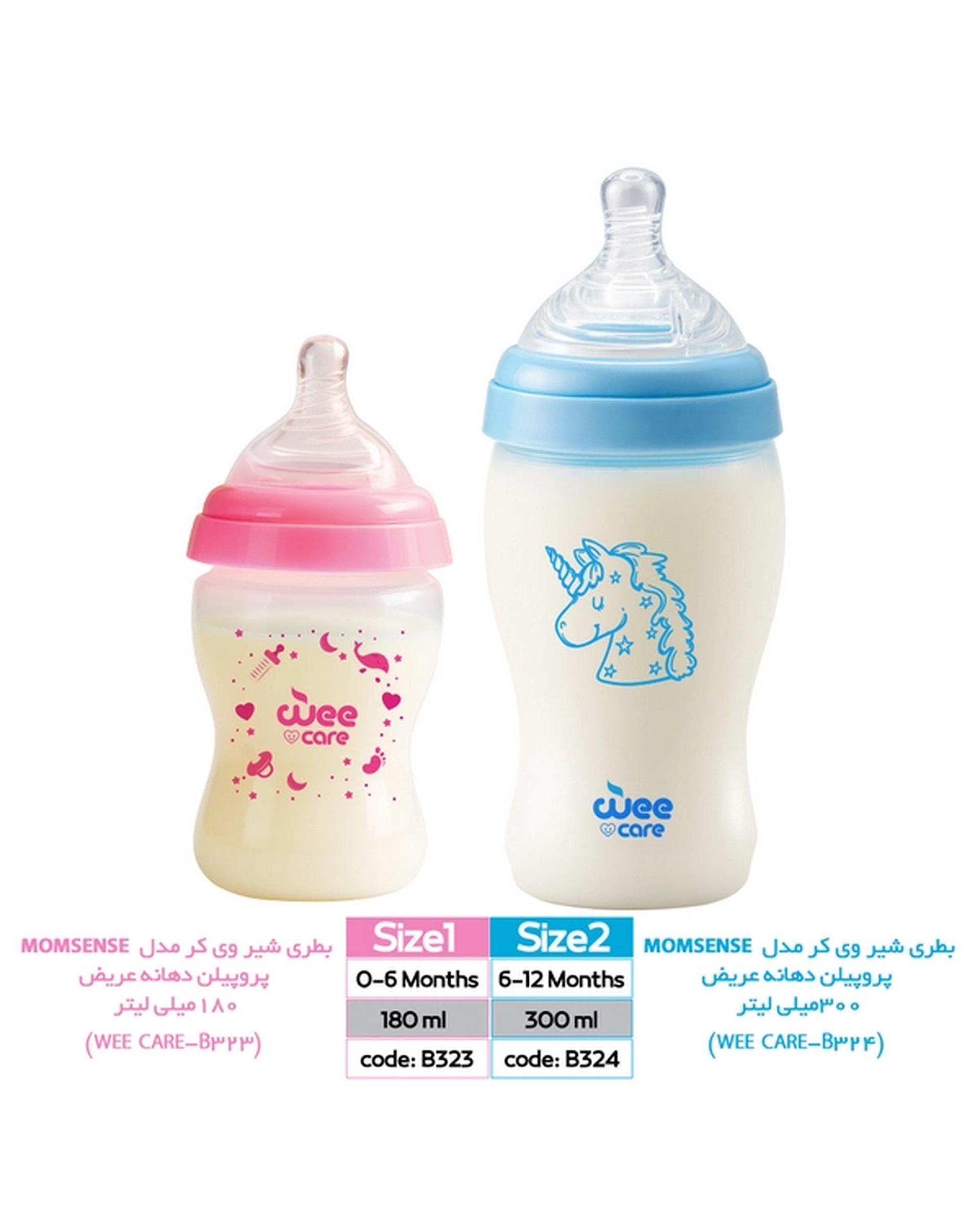 سر شیشه سیلیکونی دهانه عریض وی کر Wee Care سری Mom Sense شماره 3 کد N516