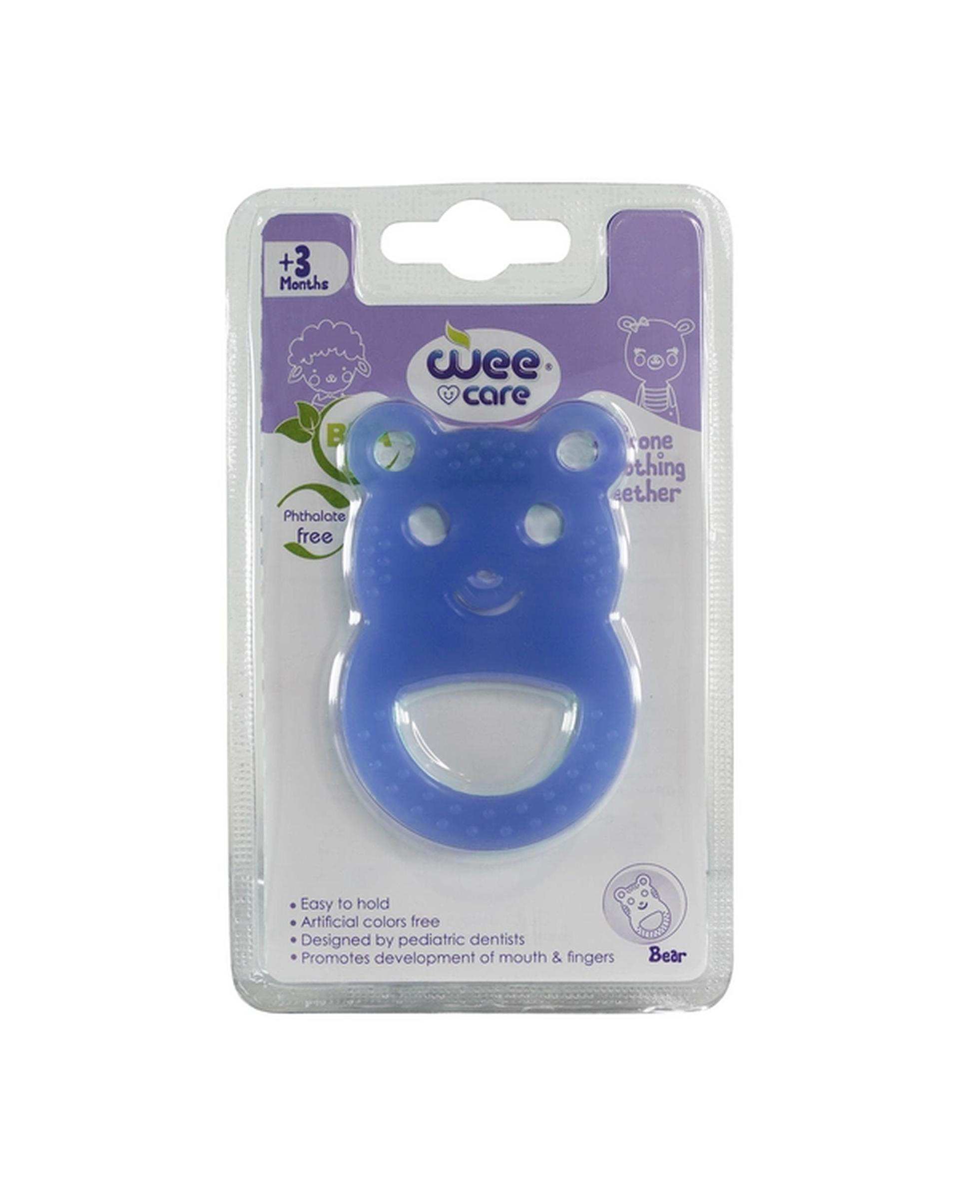 دندان گیر سیلیکونی آبی وی کر Wee Care مدل خرس T402