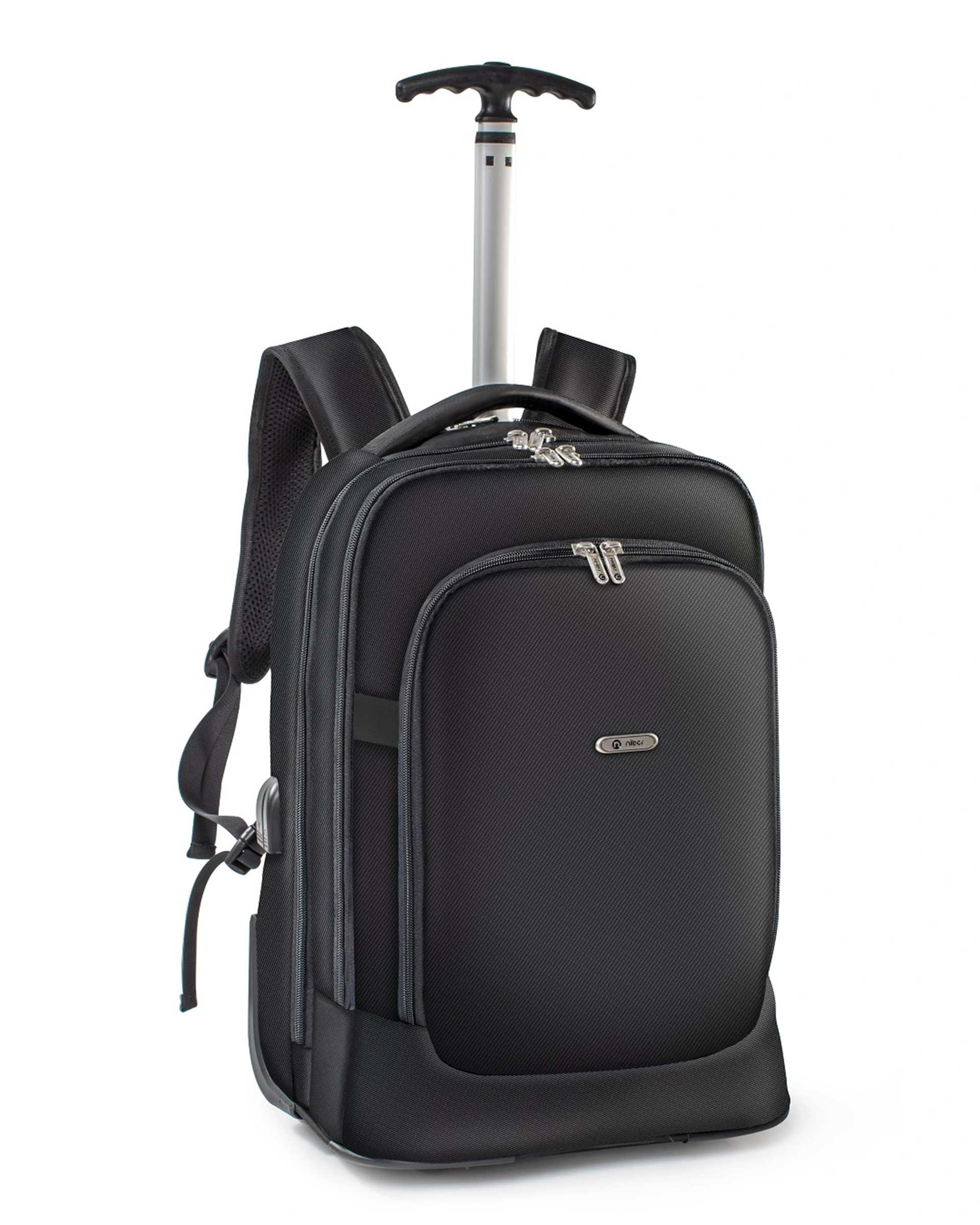 کوله پشتی مسافرتی چرخدار با دسته ترولی مشکی نیلپر توریستر Nilper tourister مدل مایان کد NTLB113