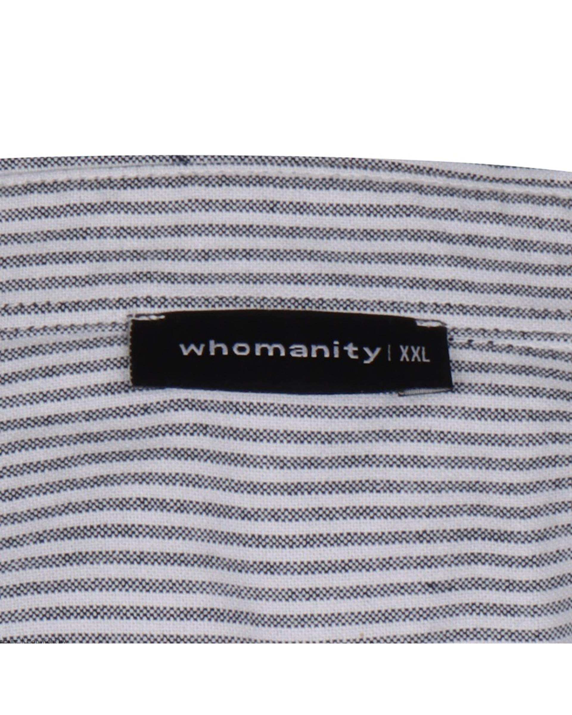 پیراهن مردانه سفید مشکی راه راه هومنیتی Whomanity مدل WYMSHI-8080
