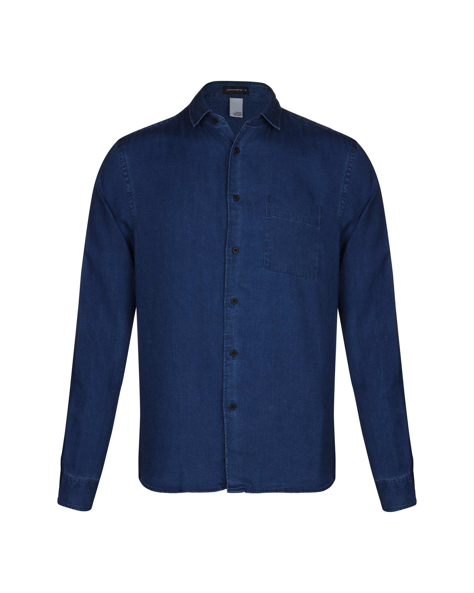 پیراهن مردانه جین کاغذی آبی تیره هومنیتی Whomanity مدل WYMSHI-SL007