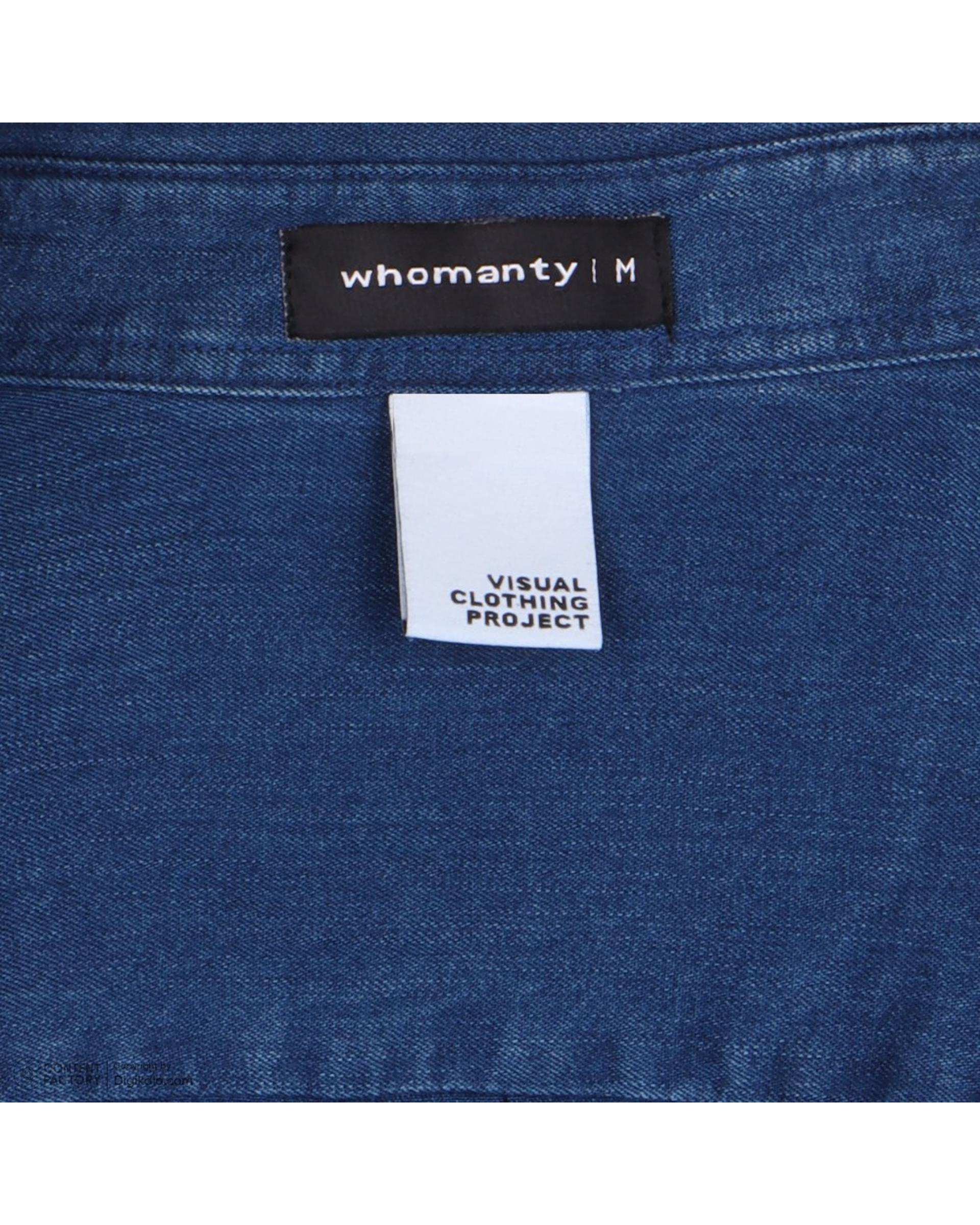 پیراهن مردانه جین کاغذی آبی تیره هومنیتی Whomanity مدل WYMSHI-SL007
