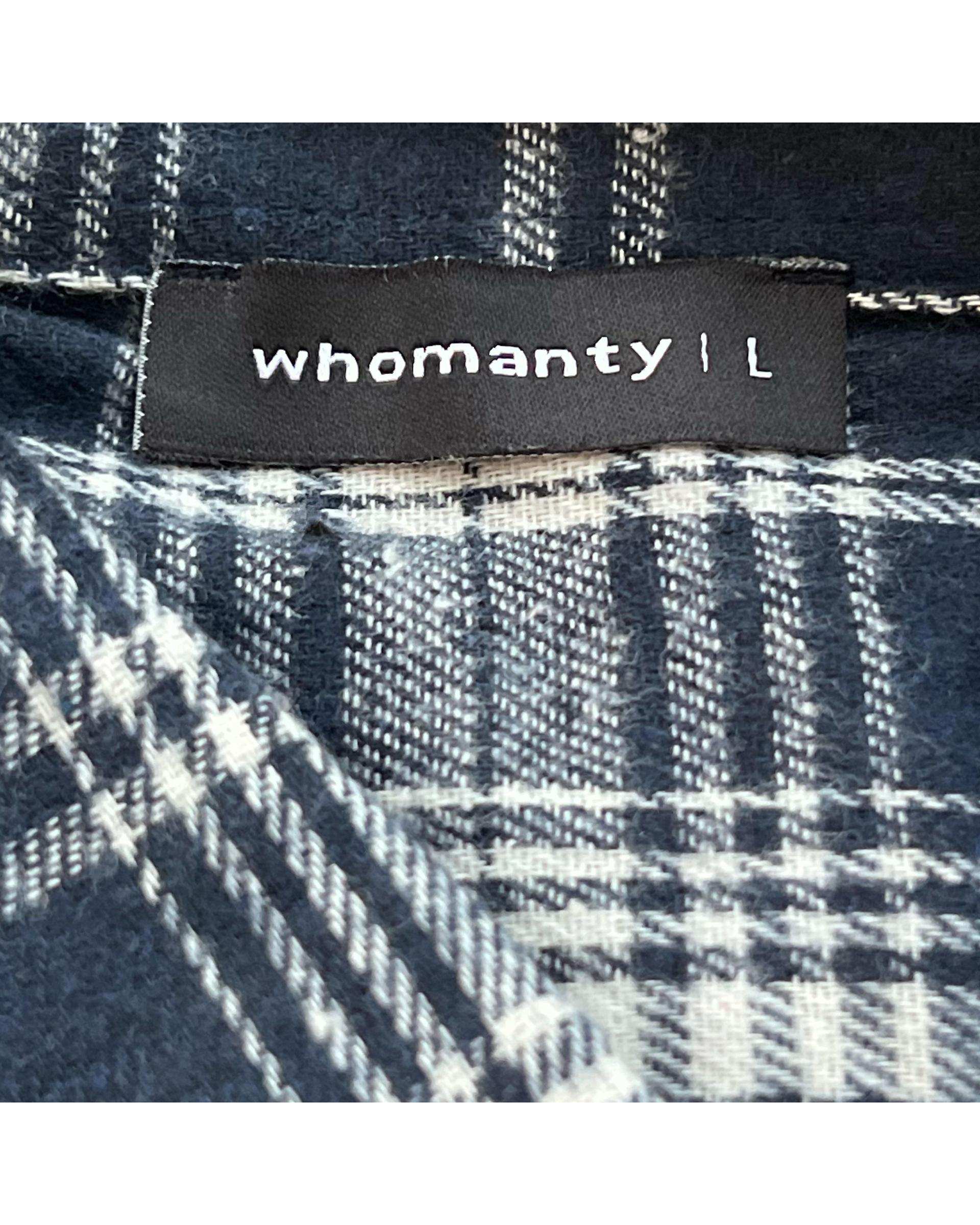 پیراهن مردانه پشمی سرمه ای سفید چهارخانه هومنیتی Whomanity مدل WYMSHI-8232