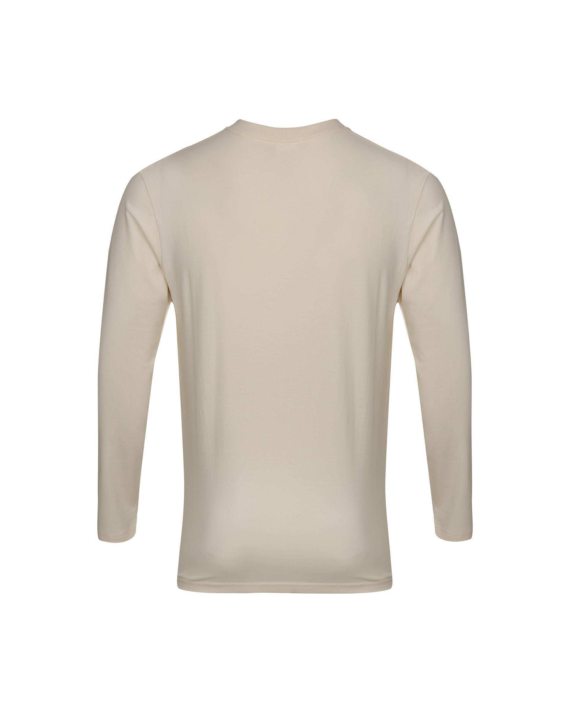 تی شرت مردانه آستین بلند یقه گرد بژ روشن هومنیتی Whomanity مدل WYMTS-8230