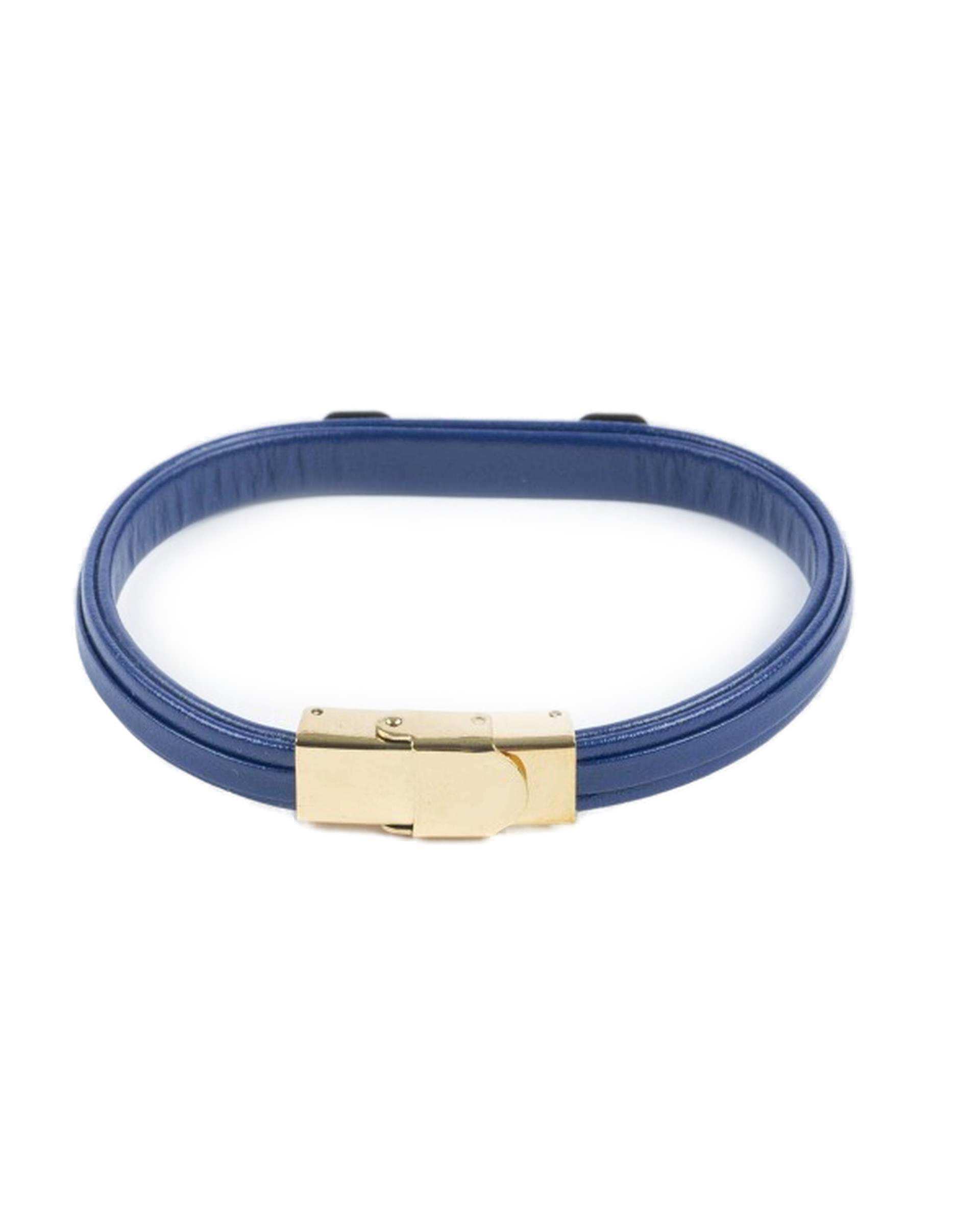 دستبند چرم آبی کاربنی بیسراک Bisrak کد B-P453N