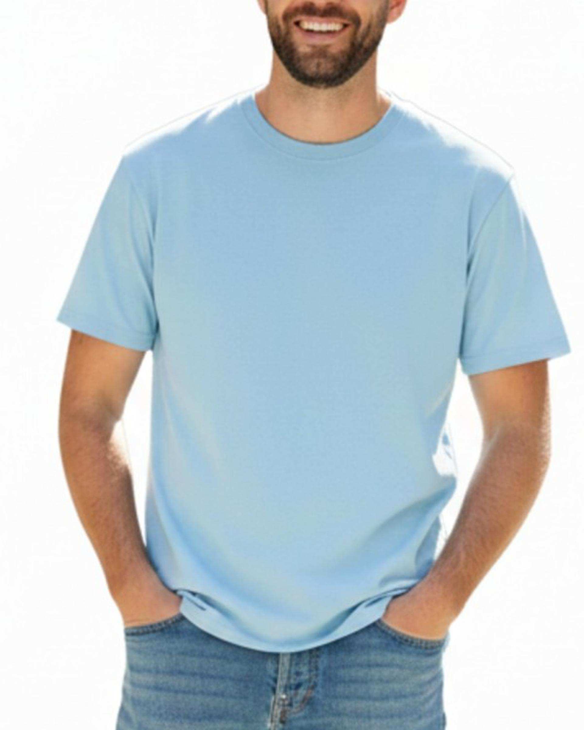 تی شرت مردانه یقه گرد آبی آسمانی هومنیتی Whomanity مدل WYMTS79000