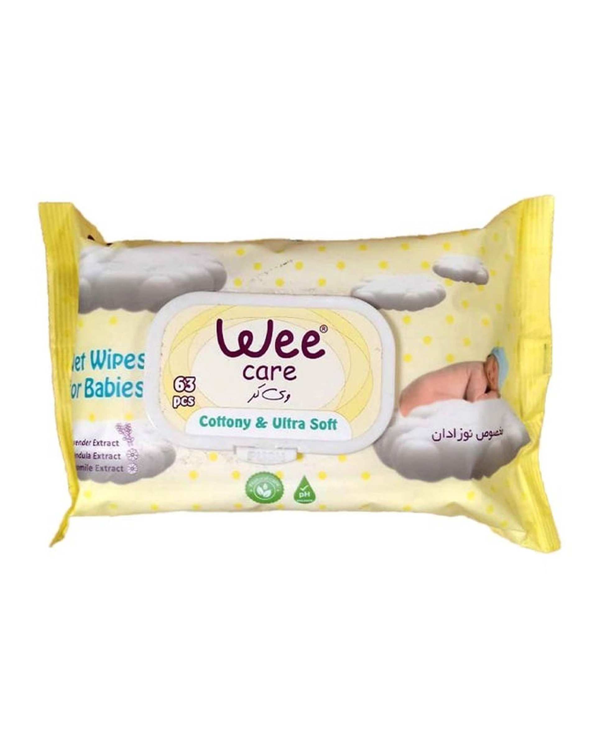 دستمال مرطوب کودک وی کر Wee Care مدل New Born Ultra Sensitive بسته 63 عددی