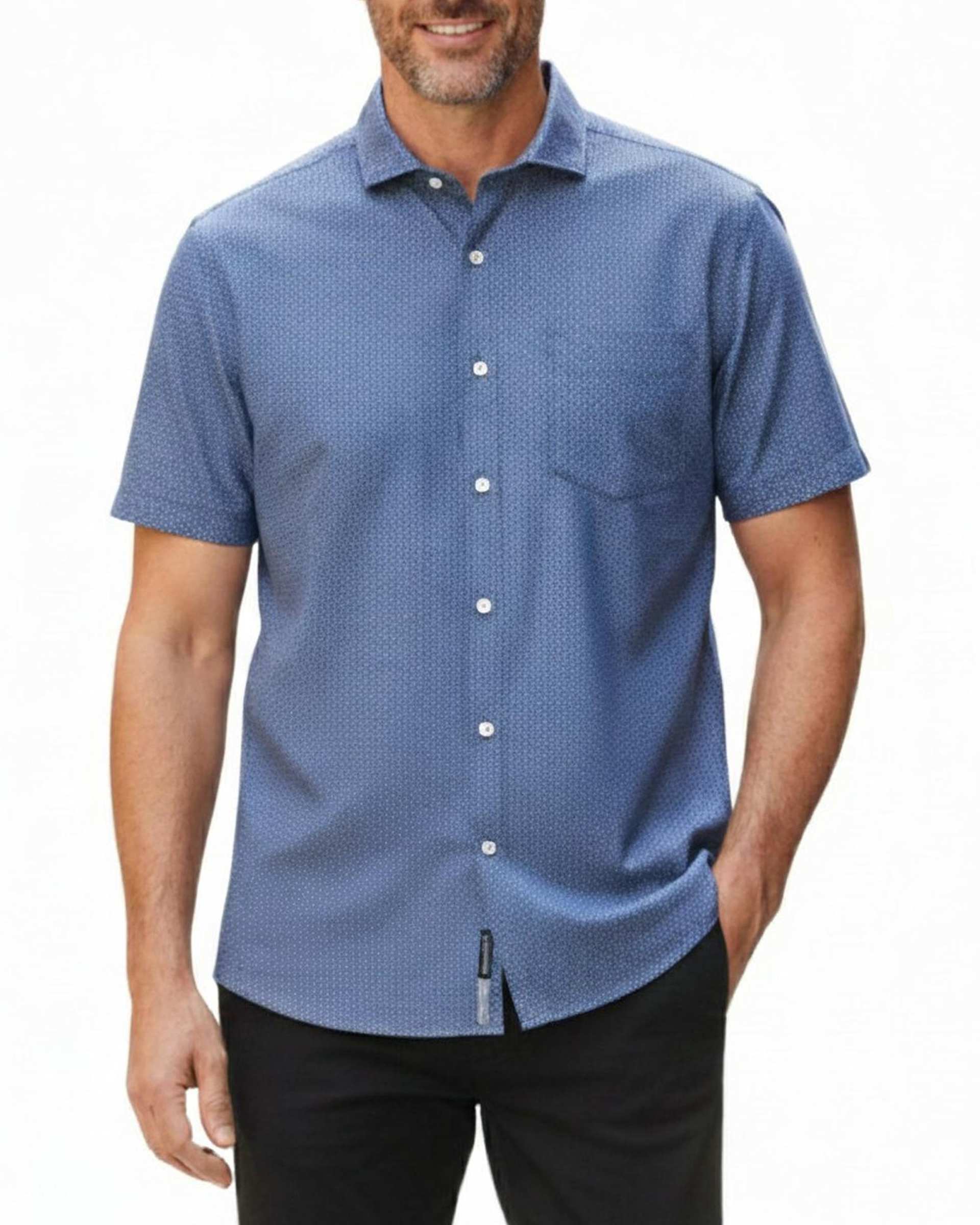 پیراهن مردانه آستین کوتاه کوبایی سرمه ای هومنیتی Whomanity مدل 79053291