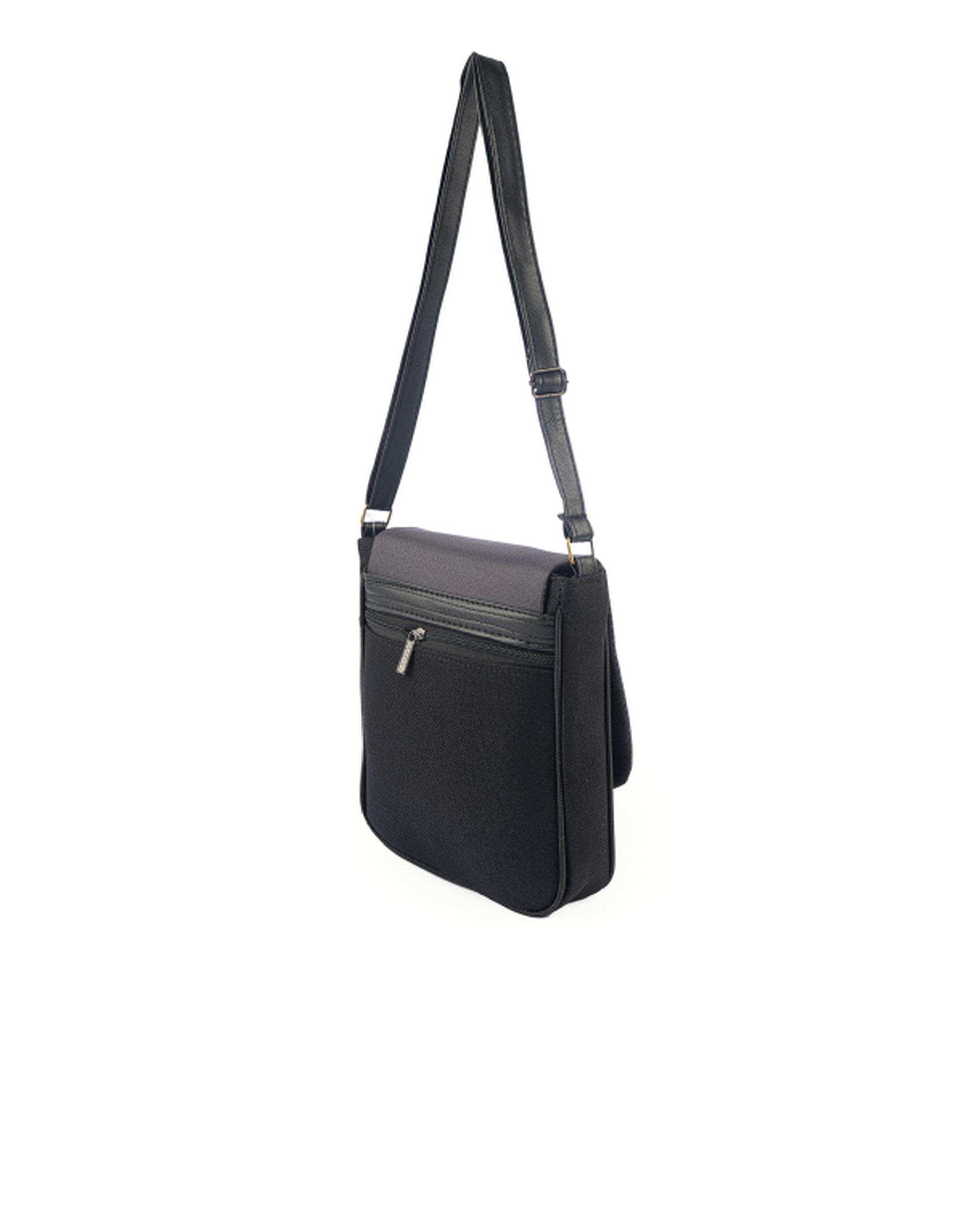 کیف دوشی به همراه کیف کوچک مشکی وندی Vandy مدل دلوان طرح تایگر کد 1120
