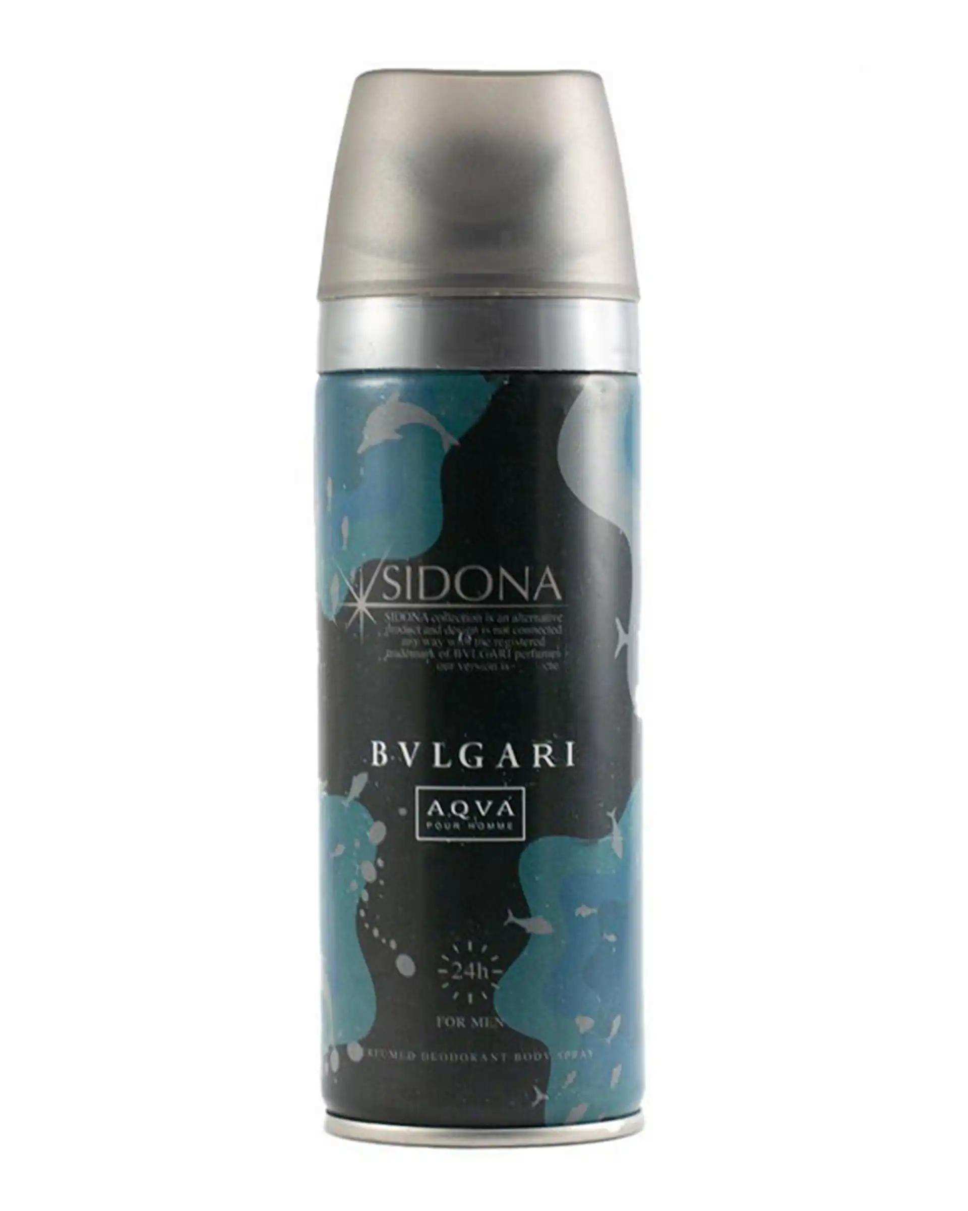 اسپری بدن مردانه سیدونا Sidona مدل Bvlgari Aqva Pour Homme حجم 200ml