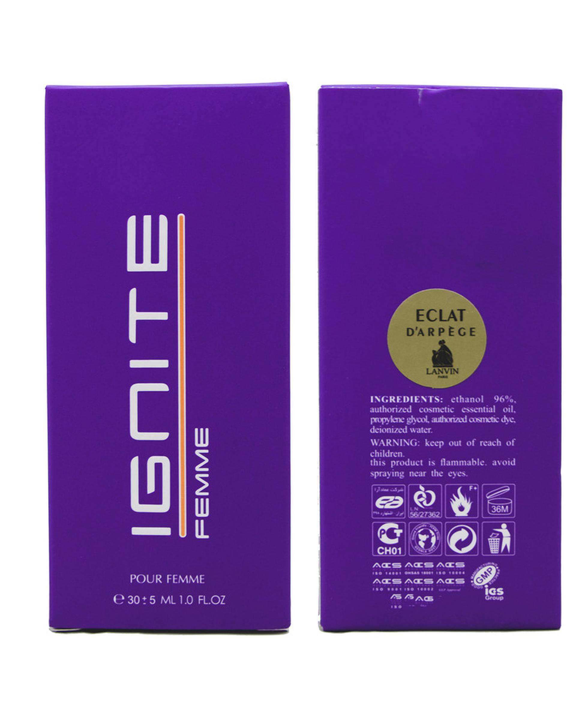 عطر جیبی زنانه عماد آرا Emadara مدل ایگنایت فم Ignite Femme حجم 30ml