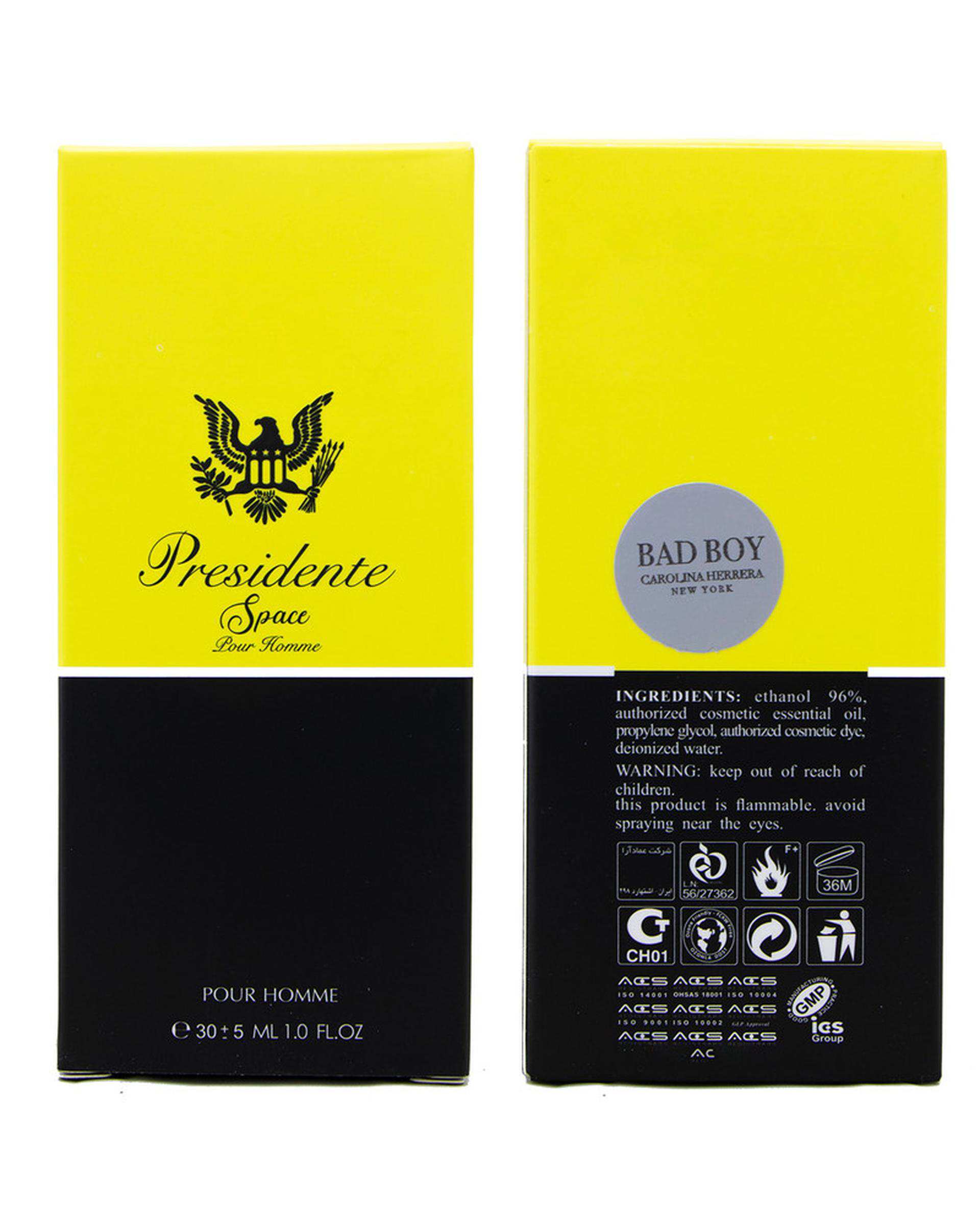 عطر جیبی مردانه عماد آرا Emadara مدل پرزیدنت اسپیس Presidente Space حجم 30ml