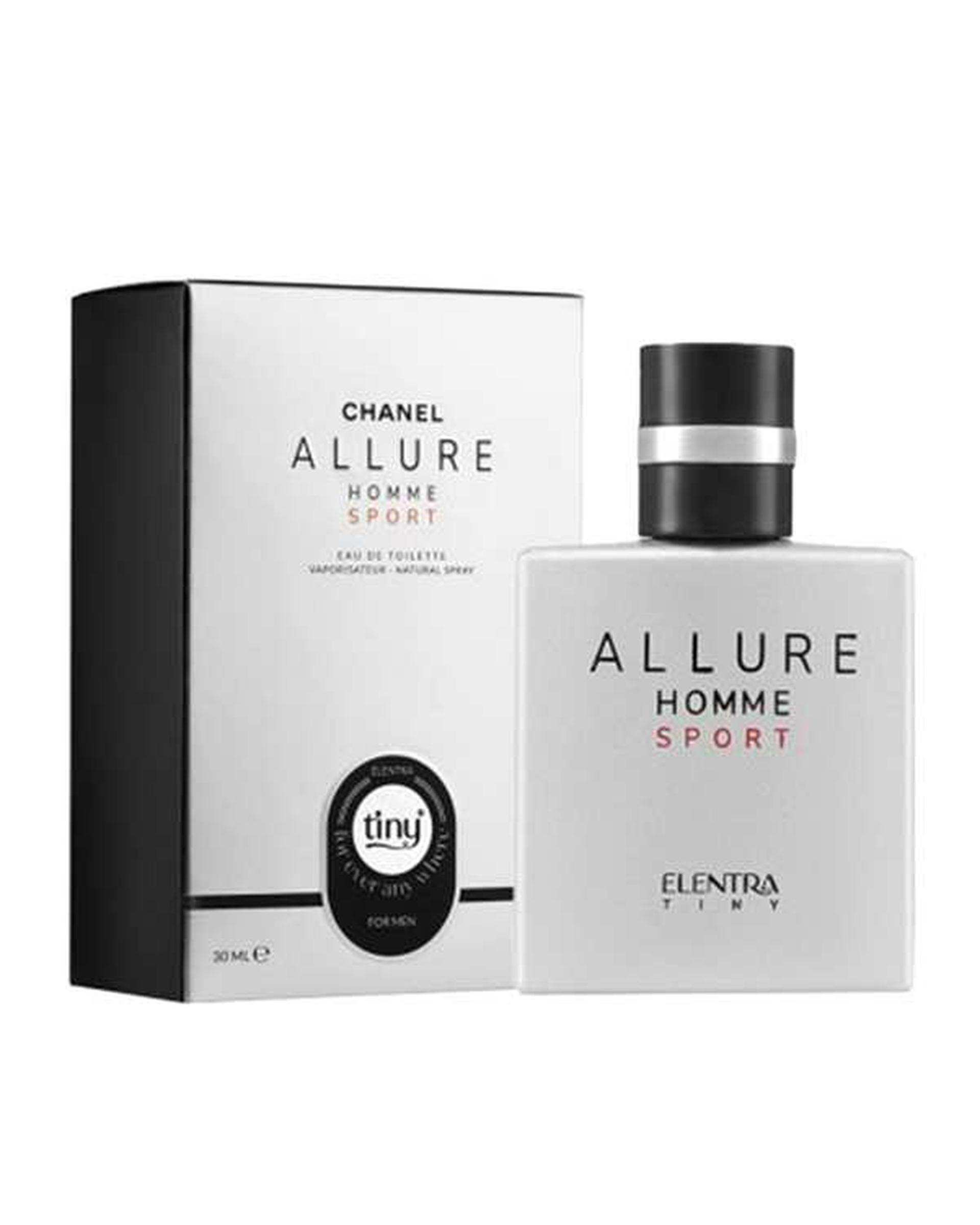 عطر جیبی مردانه النترا تاینی Elentra Tiny مدل Allure sport حجم 35ml به همراه بادی اسپلش النترا Elentra مدل Rage حجم 250ml