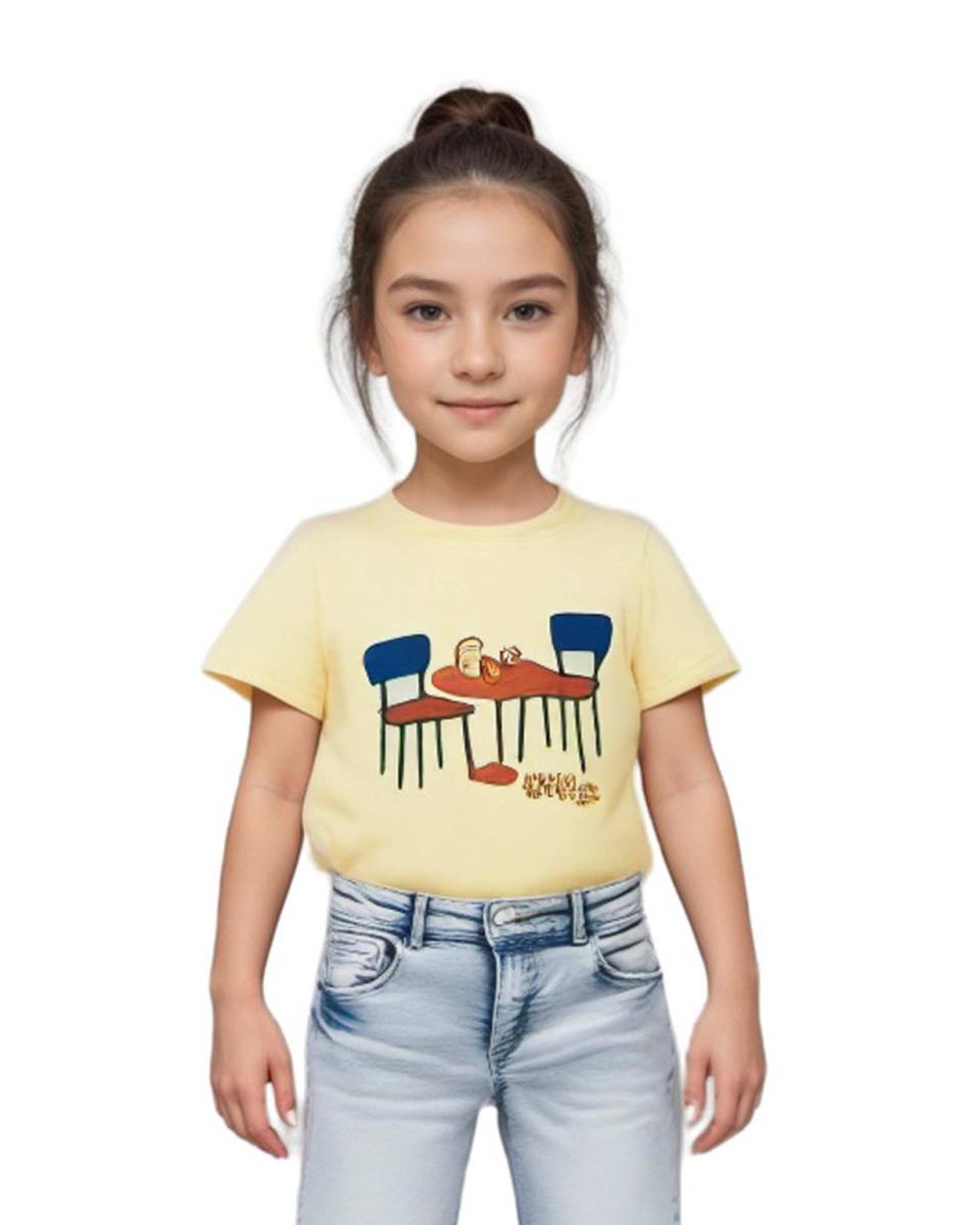 تی شرت دخترانه زرد هومنیتی Whomanity مدل WYKGTSHT9562