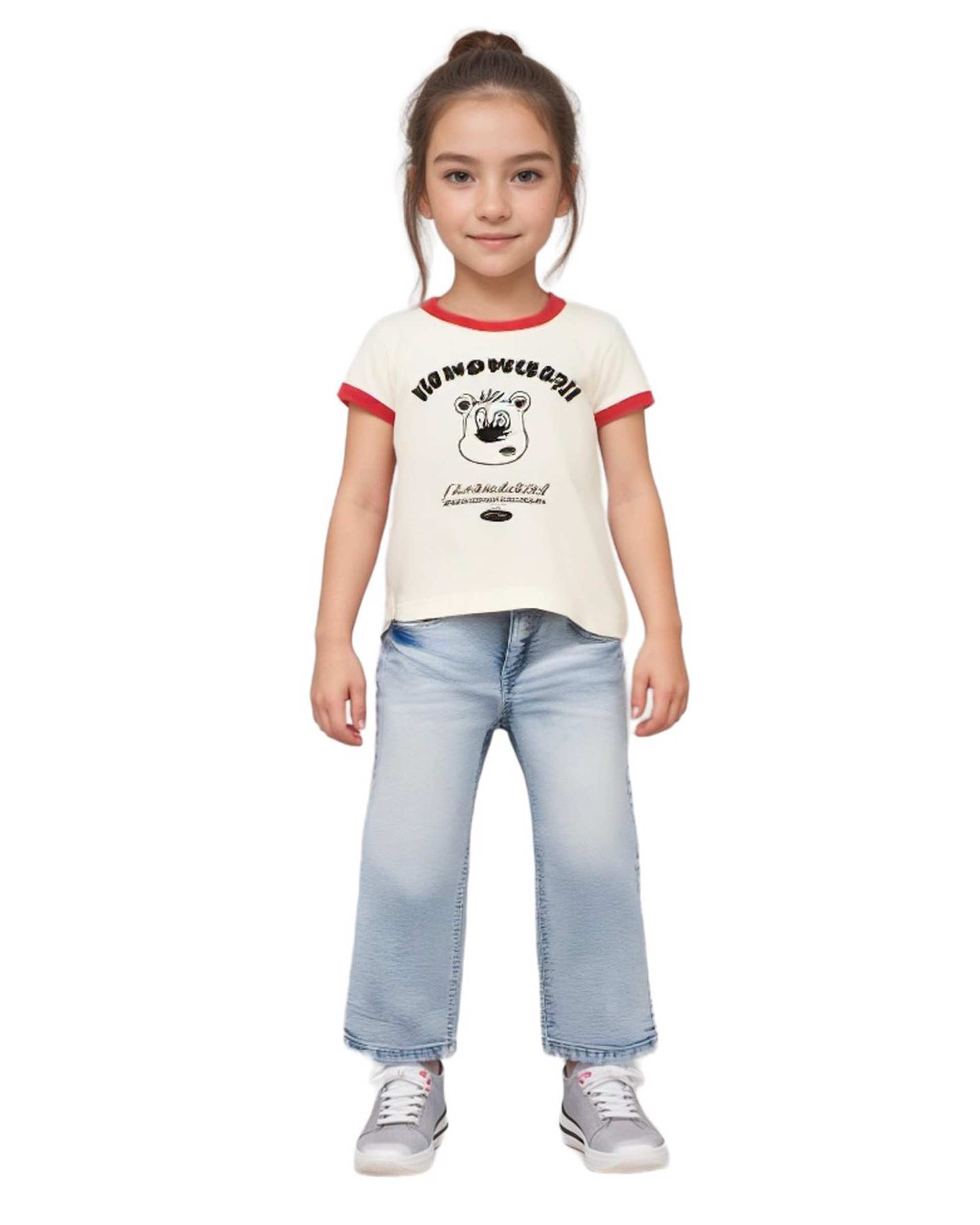 تی شرت دخترانه بژ قرمز هومنیتی Whomanity مدل WYKGTSHT9359