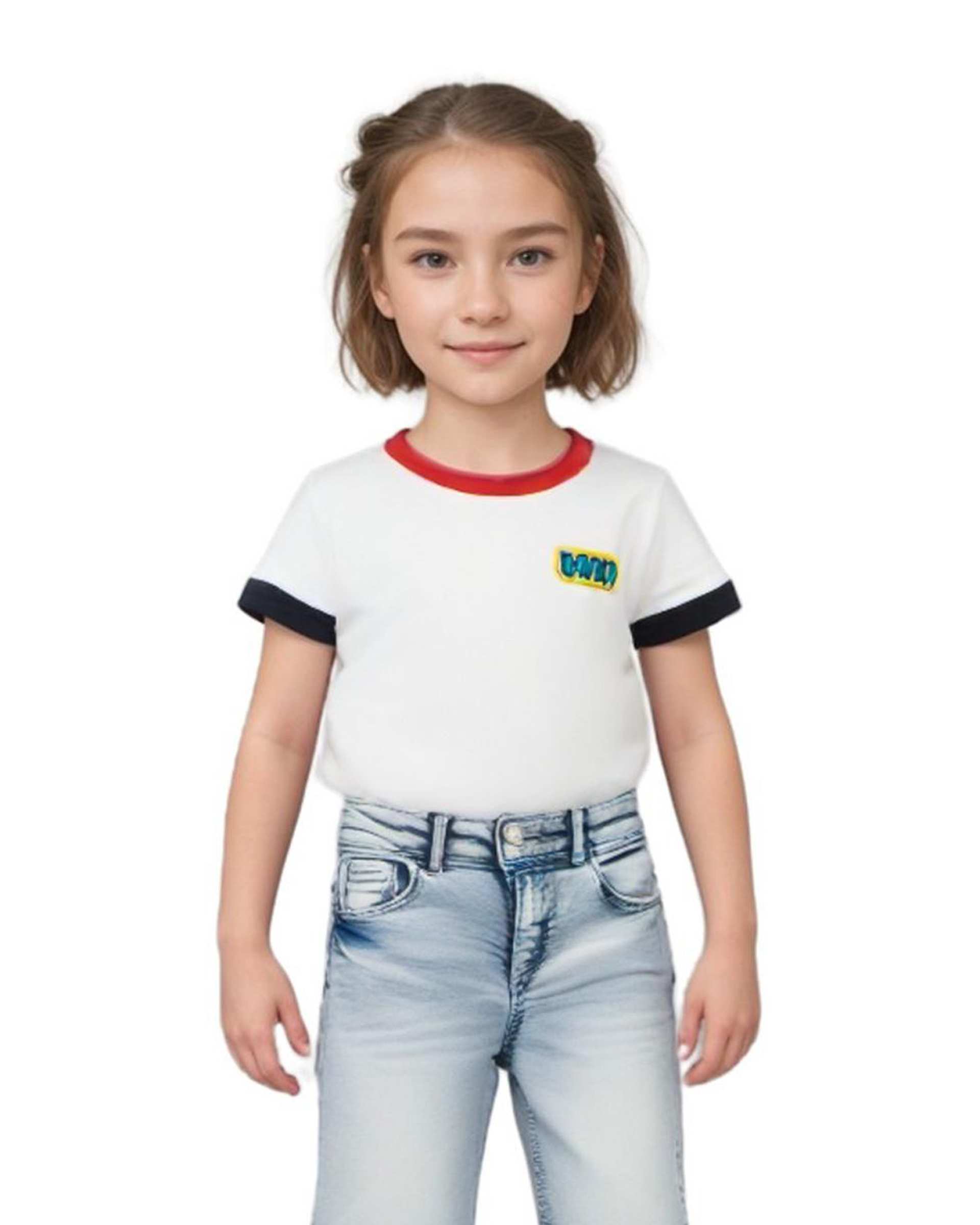 تی شرت دخترانه سفید هومنیتی Whomanity مدل WYKGTSHT9566